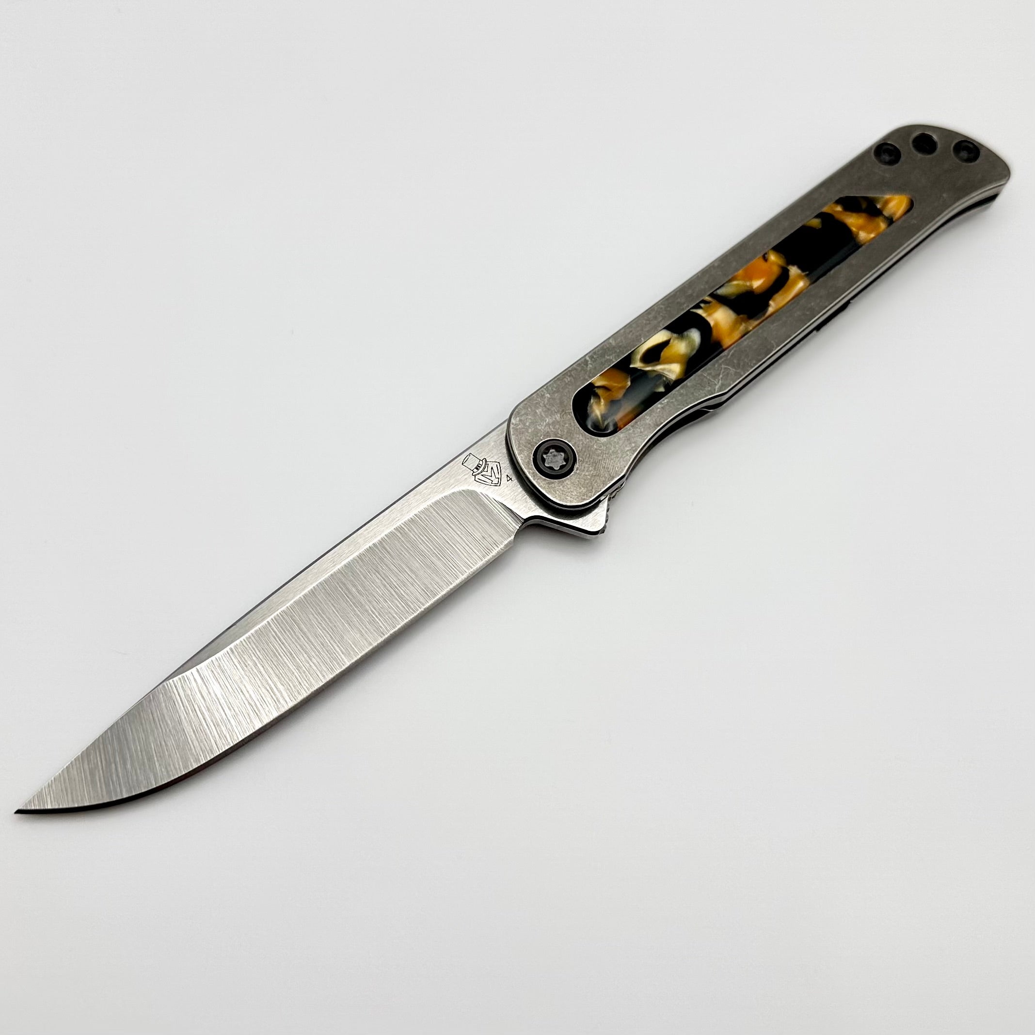 Premium Medford T-Bone Titanium Flipper Knife with Tortoise Shell Inlay & PVD Coating