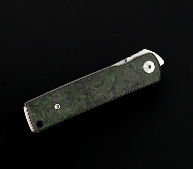 Reate Bushido Premium EDC Knife - Dark Matter Green Handles & Hand Satin M390 Blade