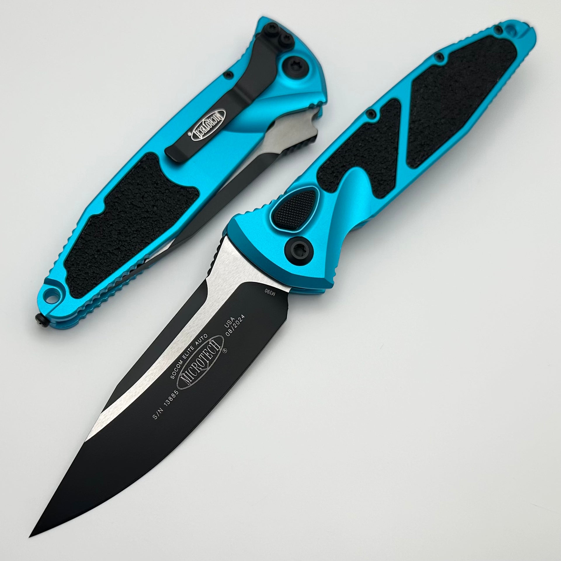 Microtech Socom Elite Auto Tactical Knife - Black & Turquoise