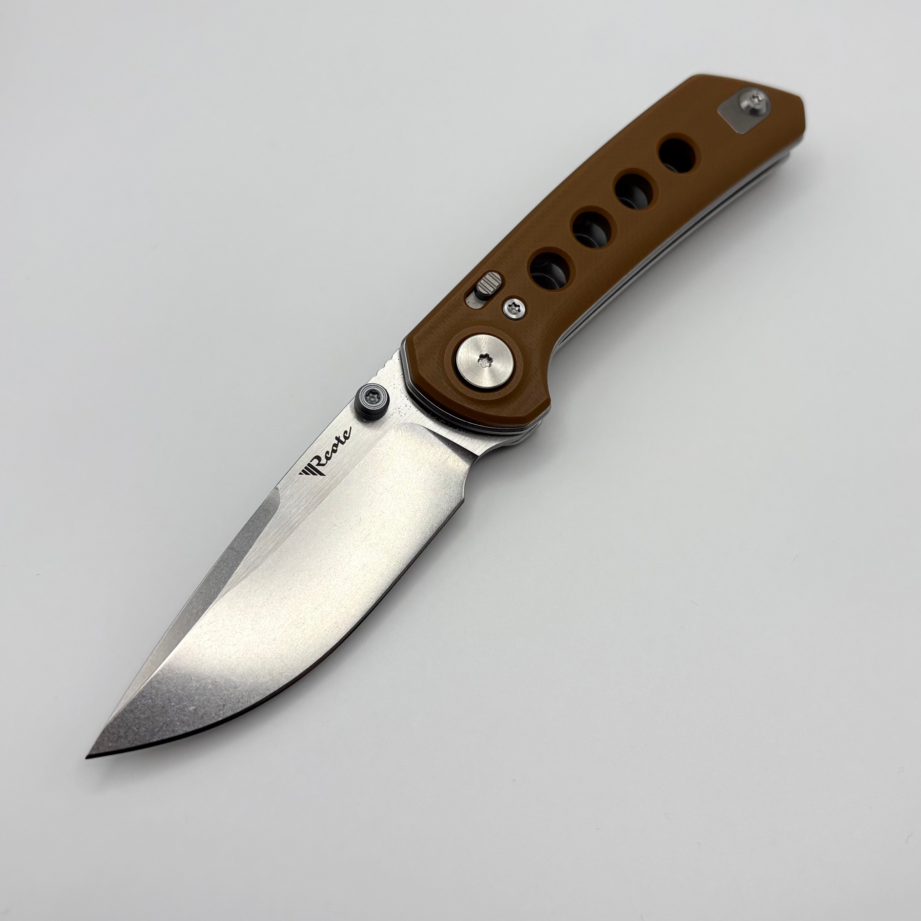 Premium Pre-Owned Reate Knives PL-XF Folding Knife with G-10 Handles & Stonewash Nitro-V Blade