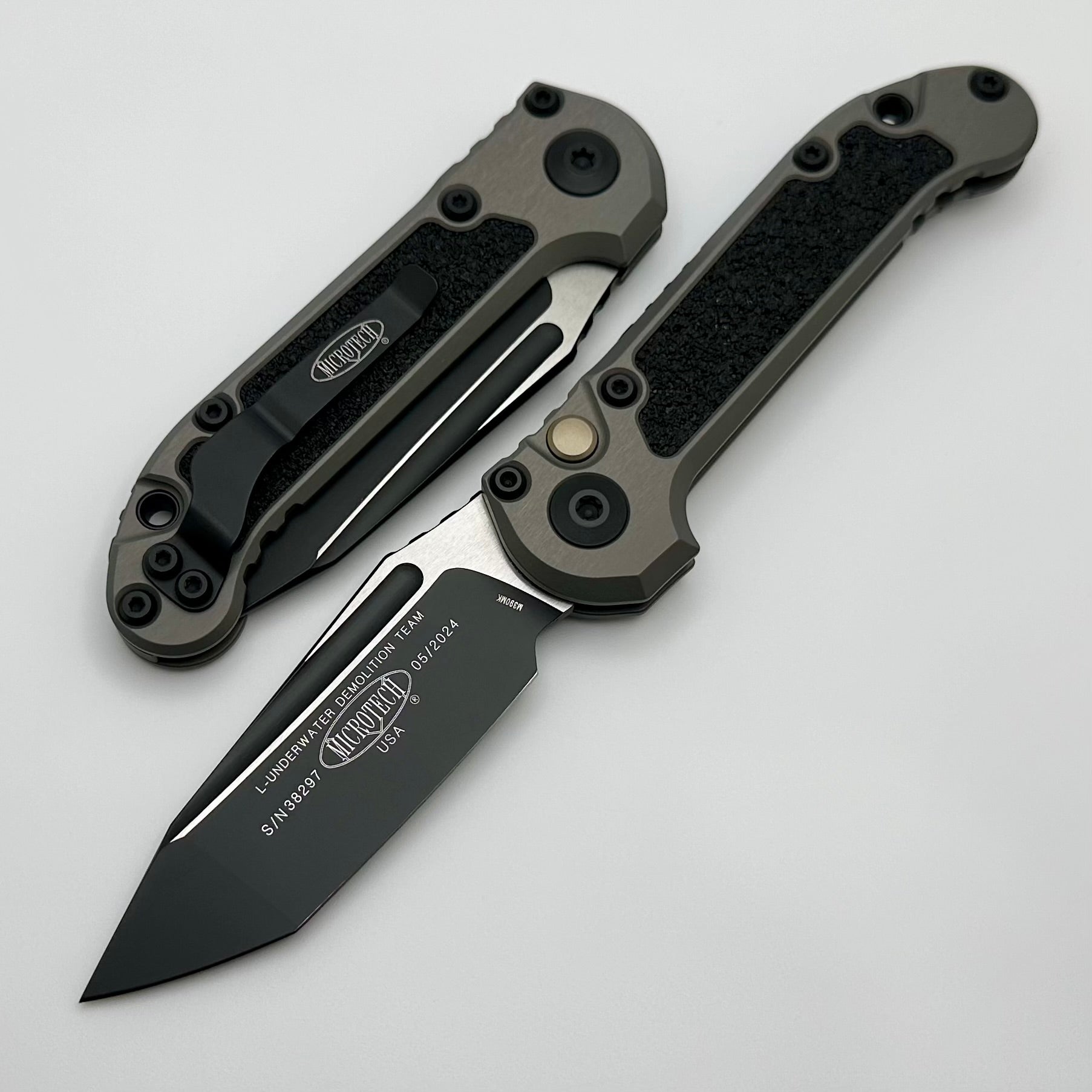 Premium Microtech LUDT Gen III Tactical Knife - Black Tanto Blade with Natural Clear Handle