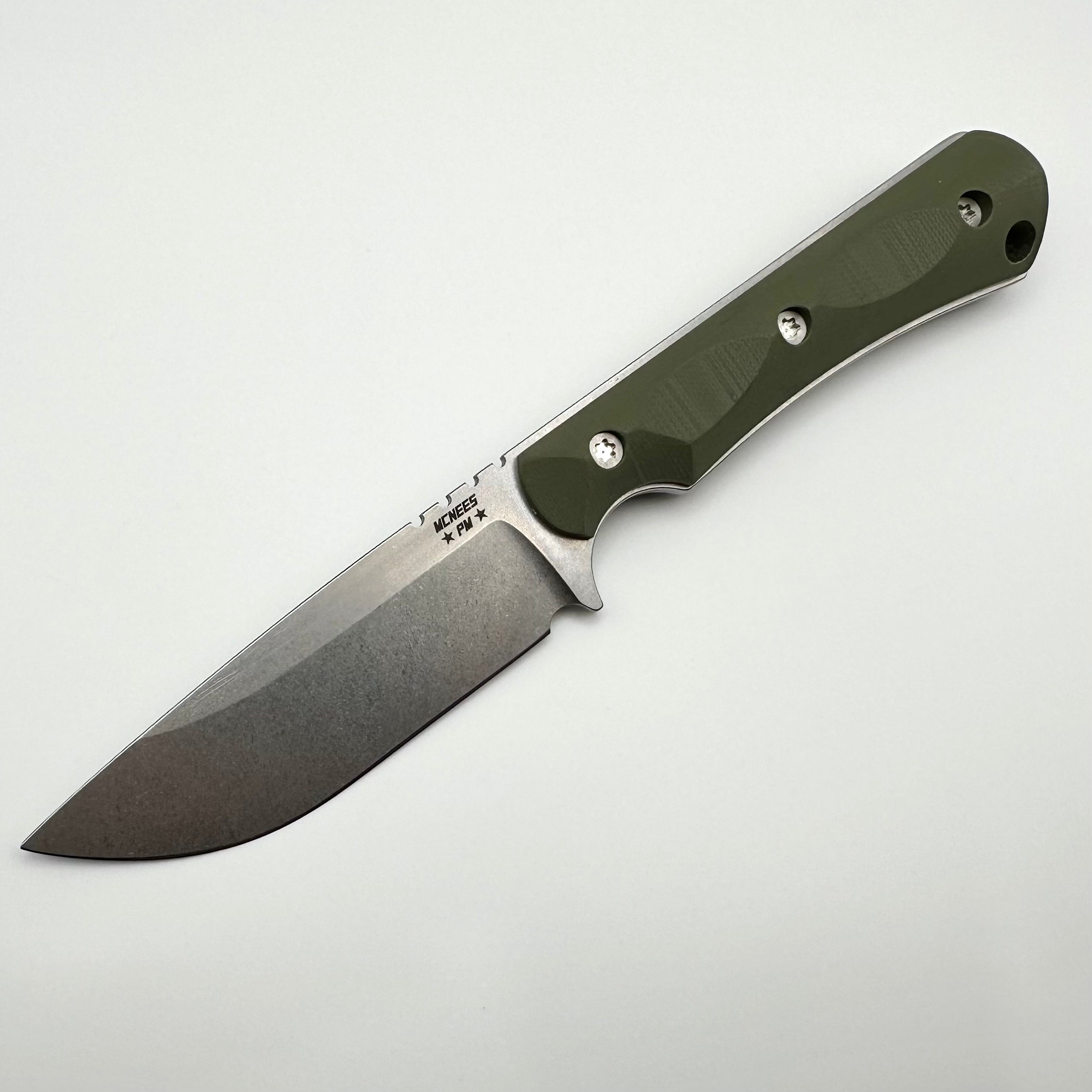 McNees Ridge Runner 3.6 Premium Fixed Blade - Green G-10 Handle with Stonewash CPM-3V Steel