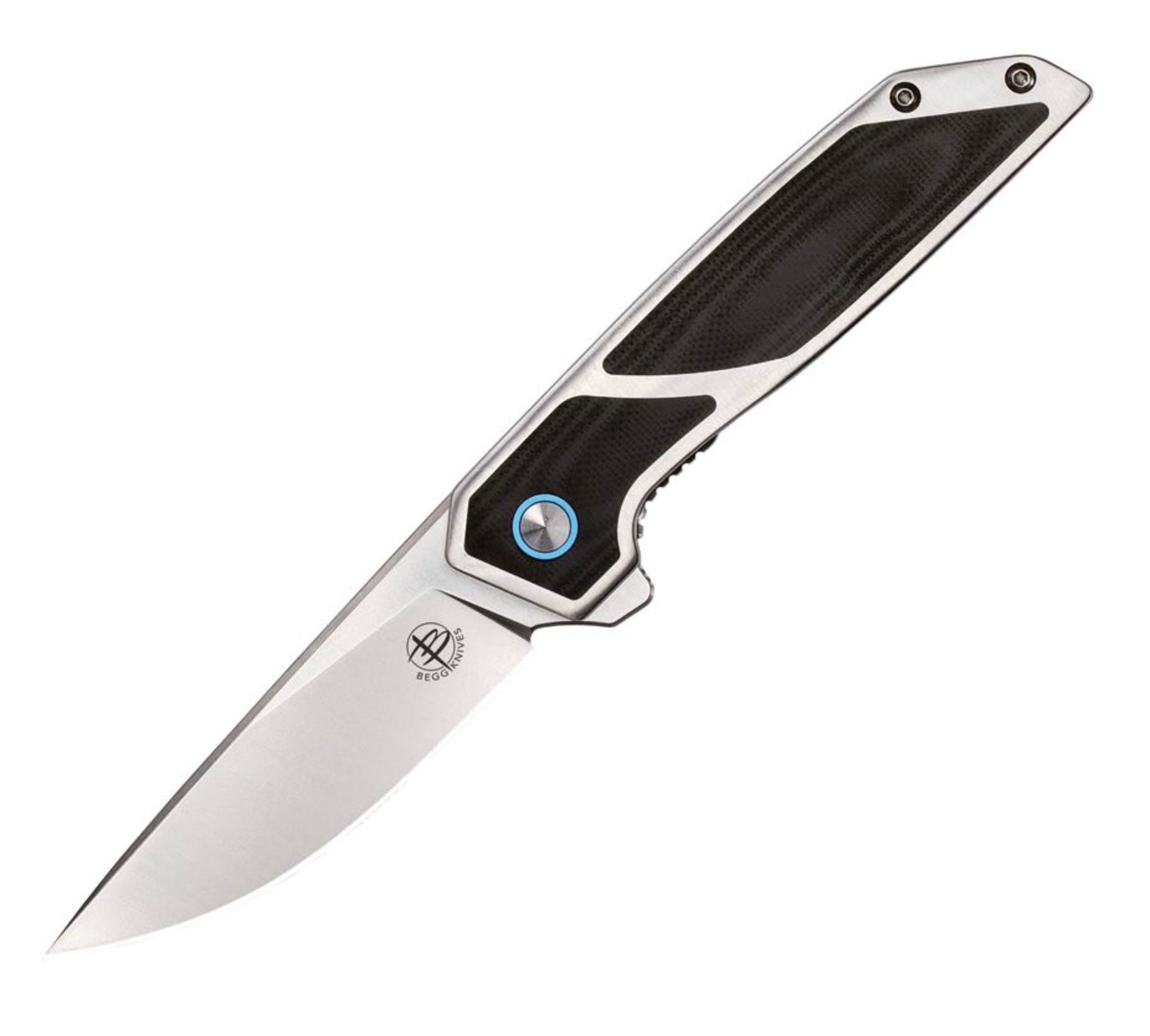 Premium Begg Knives Diamici: D2 Blade with Stainless Steel & Black G-10 Handles