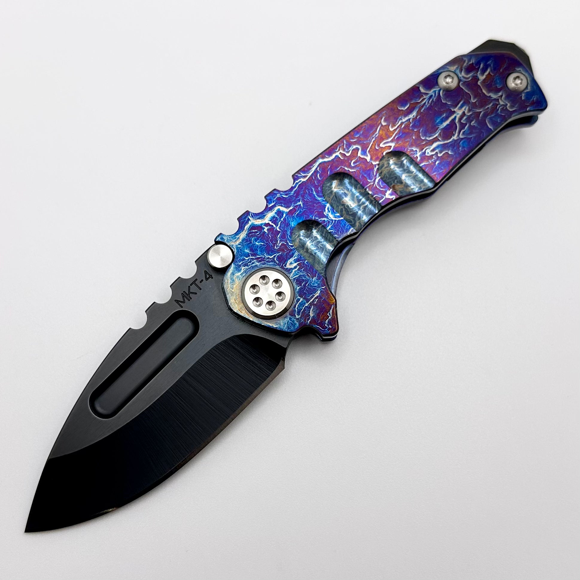 Medford Micro Praetorian T - Premium Compact EDC Knife with DLC S45 Drop Point & Blue/Flamed Finish