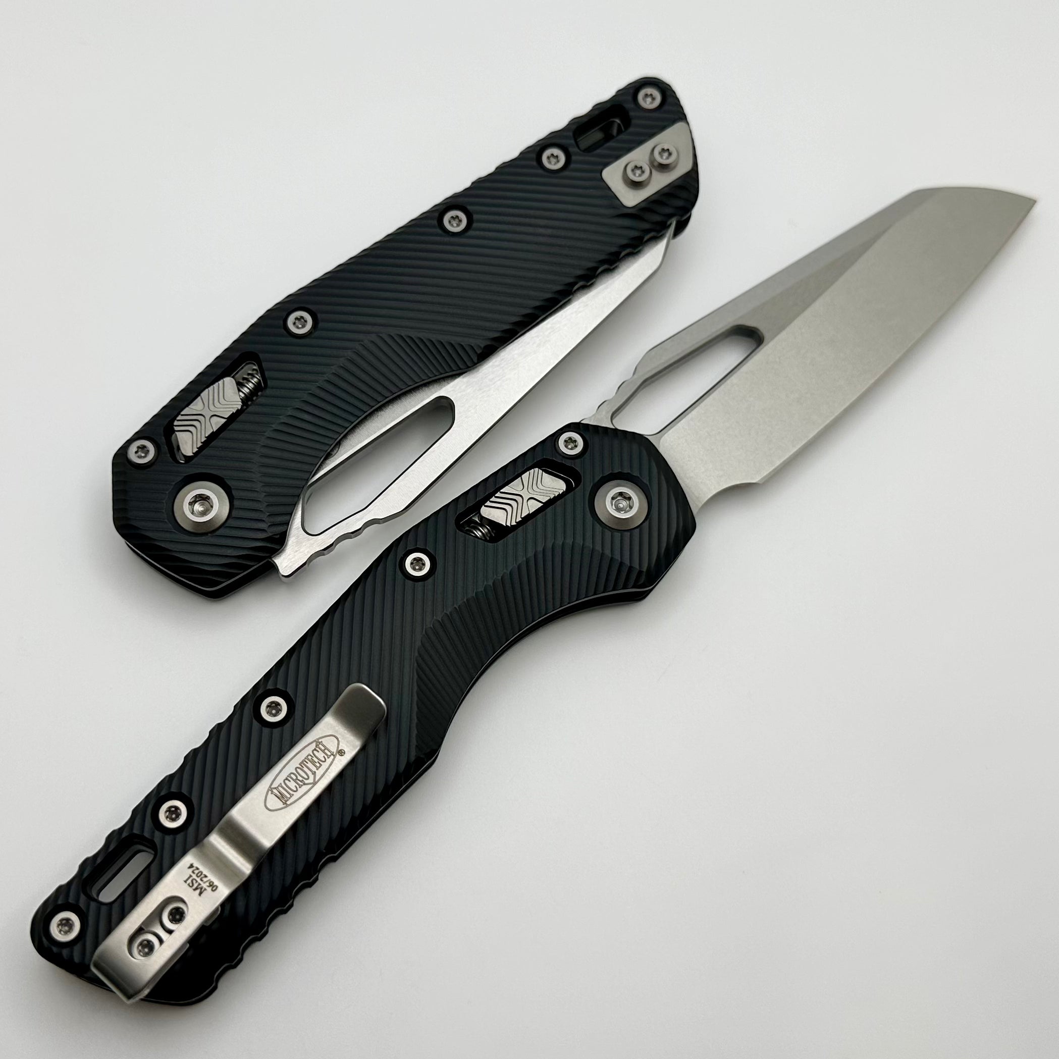 Microtech MSI RAM-LOK Premium Folding Knife - Black Fluted Aluminum & Stonewash M390MK