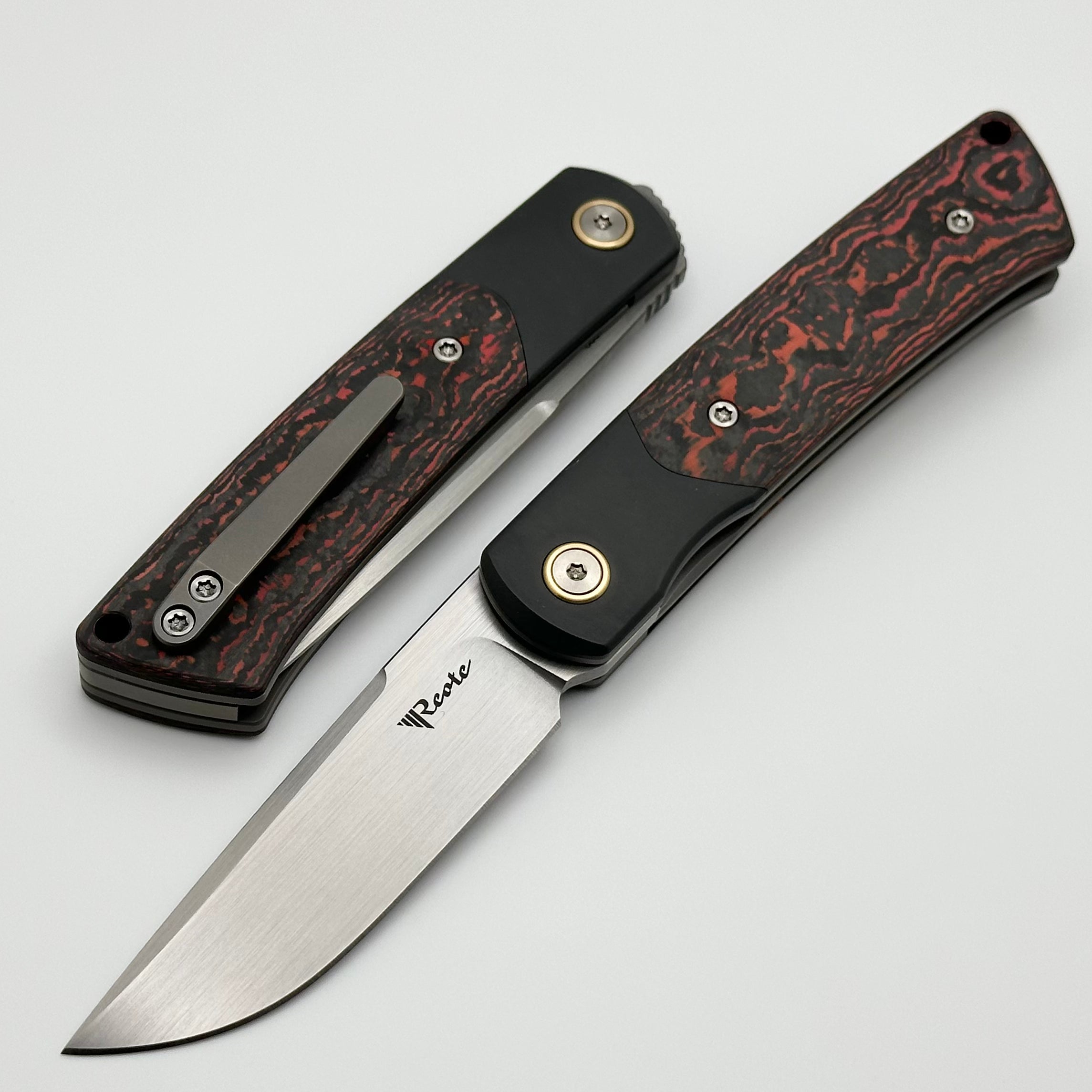 Reate Knives Tribute | Premium Zirconium & Lava Flow Fat Carbon | Hand Satin M390