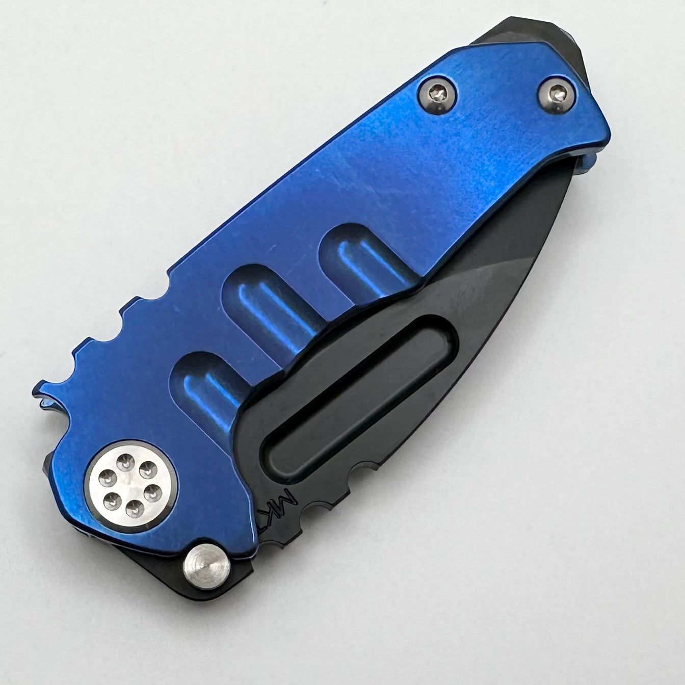 Premium Medford Micro Praetorian T - Compact Tactical Knife with PVD S35 Drop Point & Tumbled Blue Handles