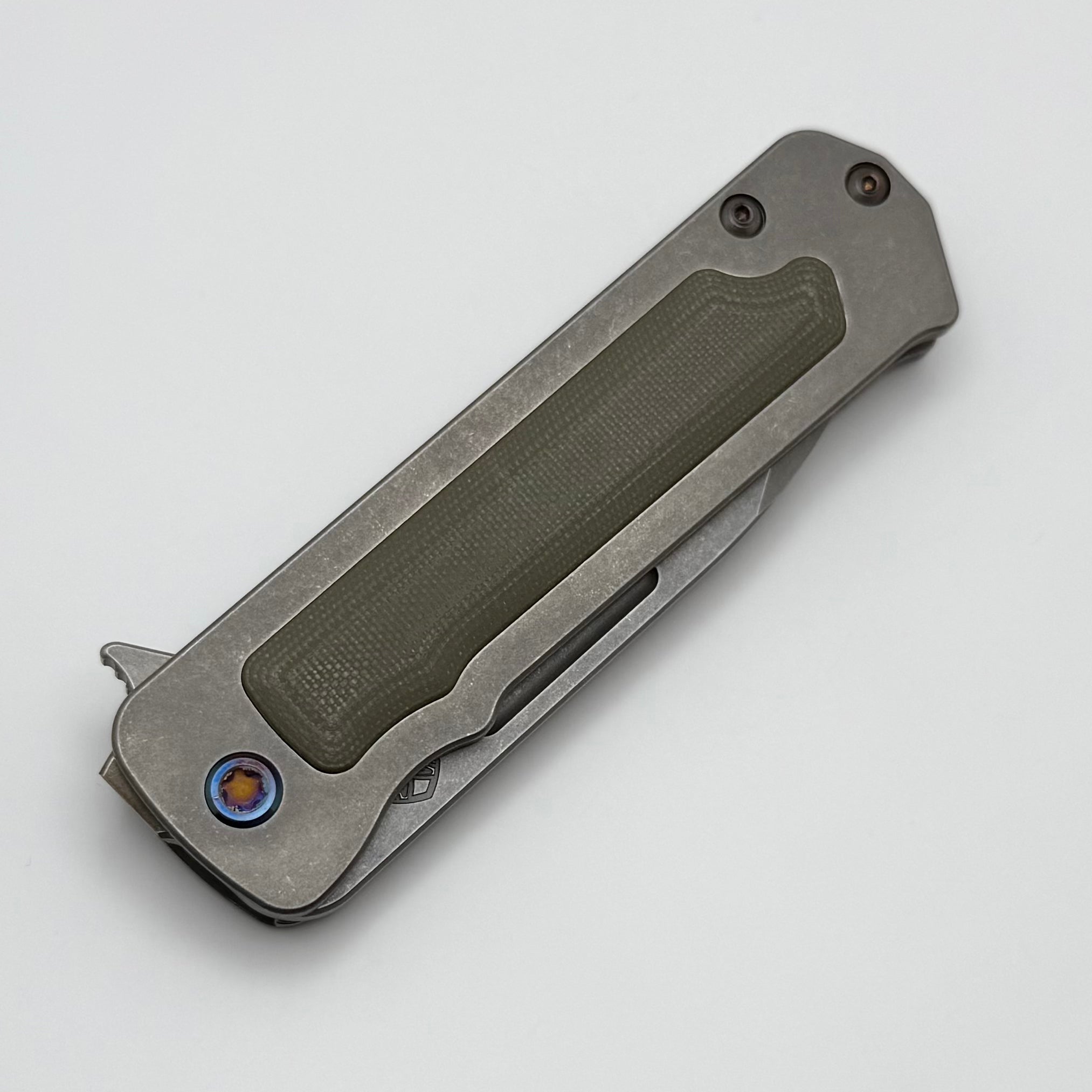 Medford TFF-4 Old School Drop Point Knife - Premium S45VN Steel with OD Green G-10 Inlay & Flamed Hardware