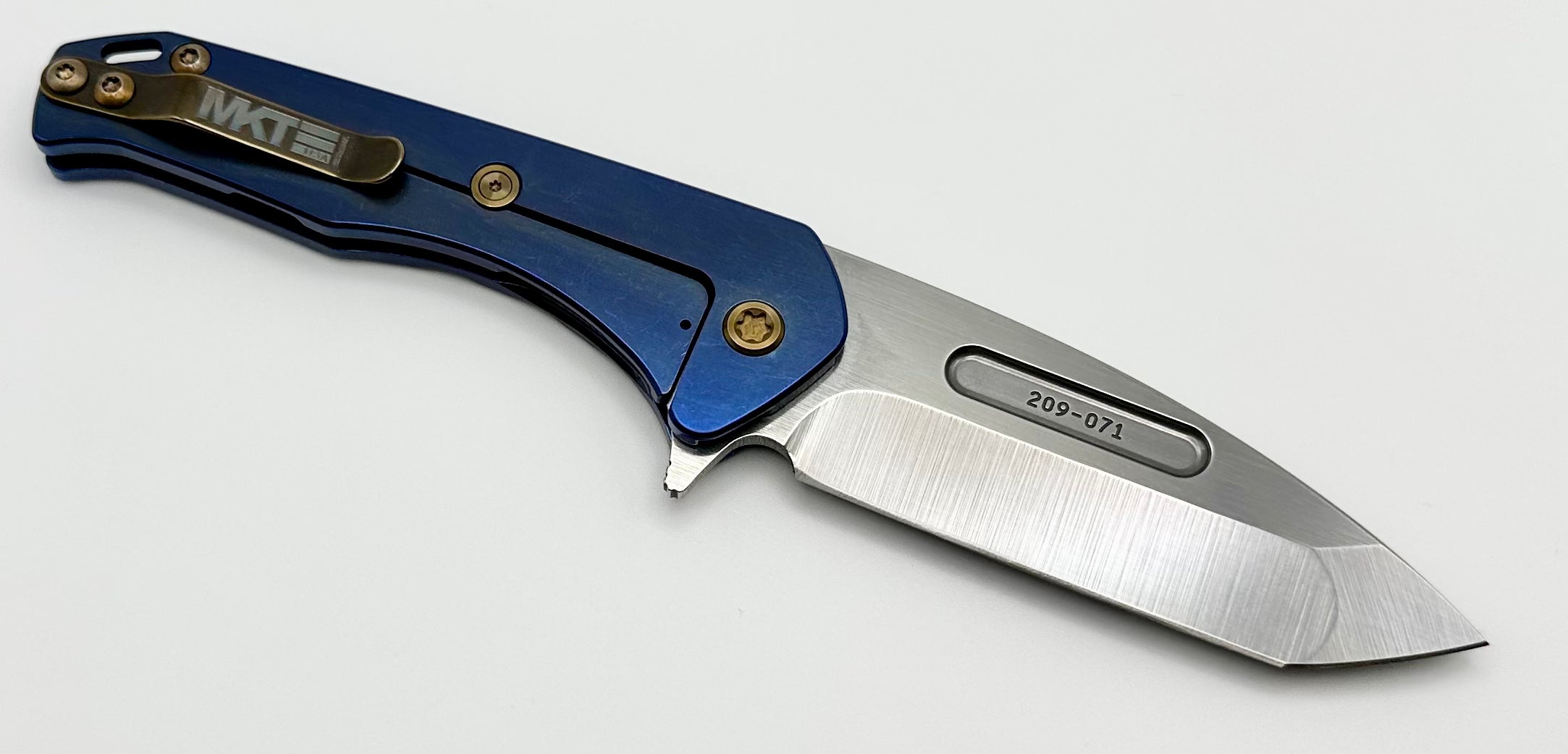 Medford Praetorian Slim Flipper Knife - Premium S35VN Tanto Blade & Blue Titanium Handles