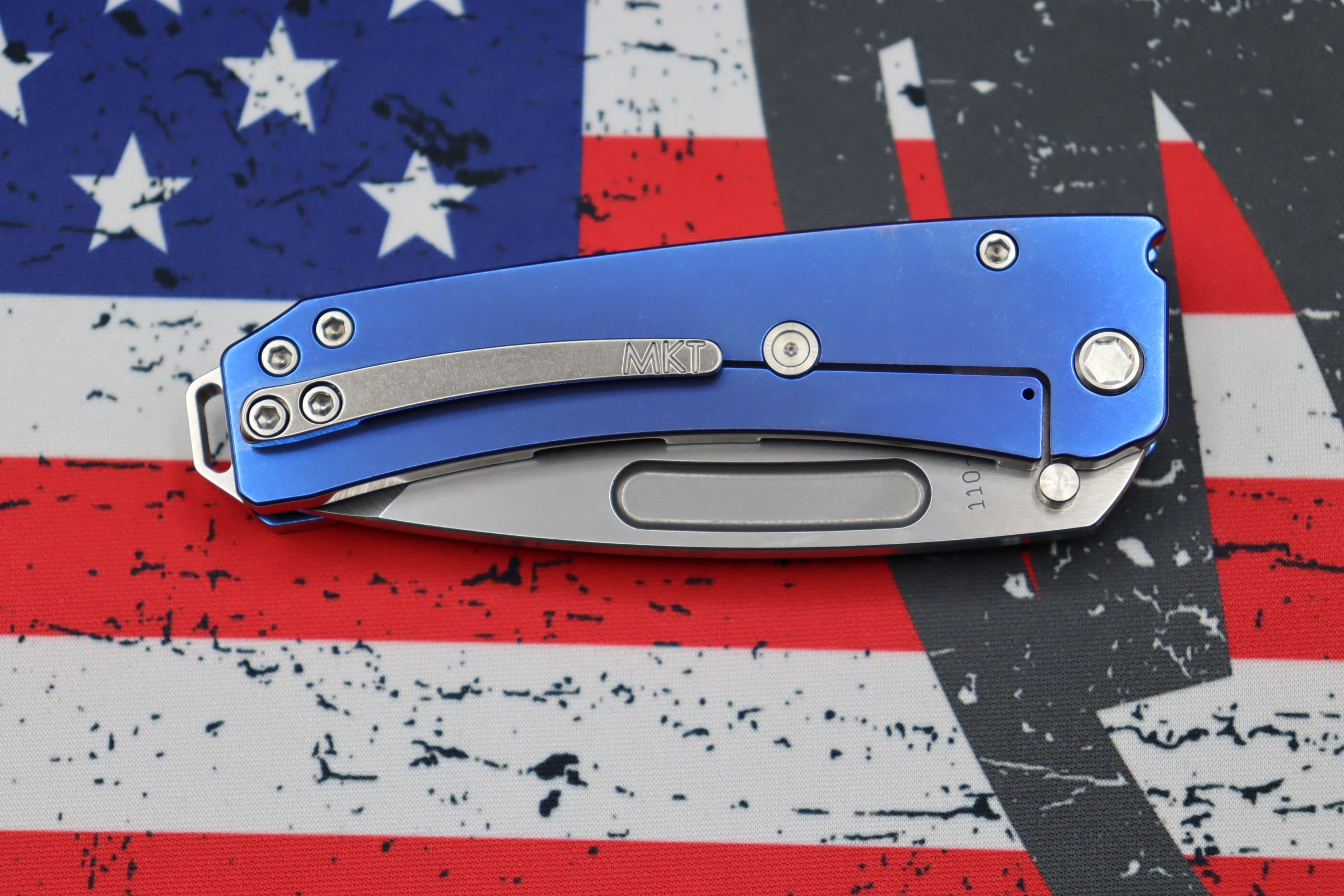 Premium Medford Midi Marauder: S35VN Tanto Blade with Blue Titanium Handles & Brushed Silver Accents