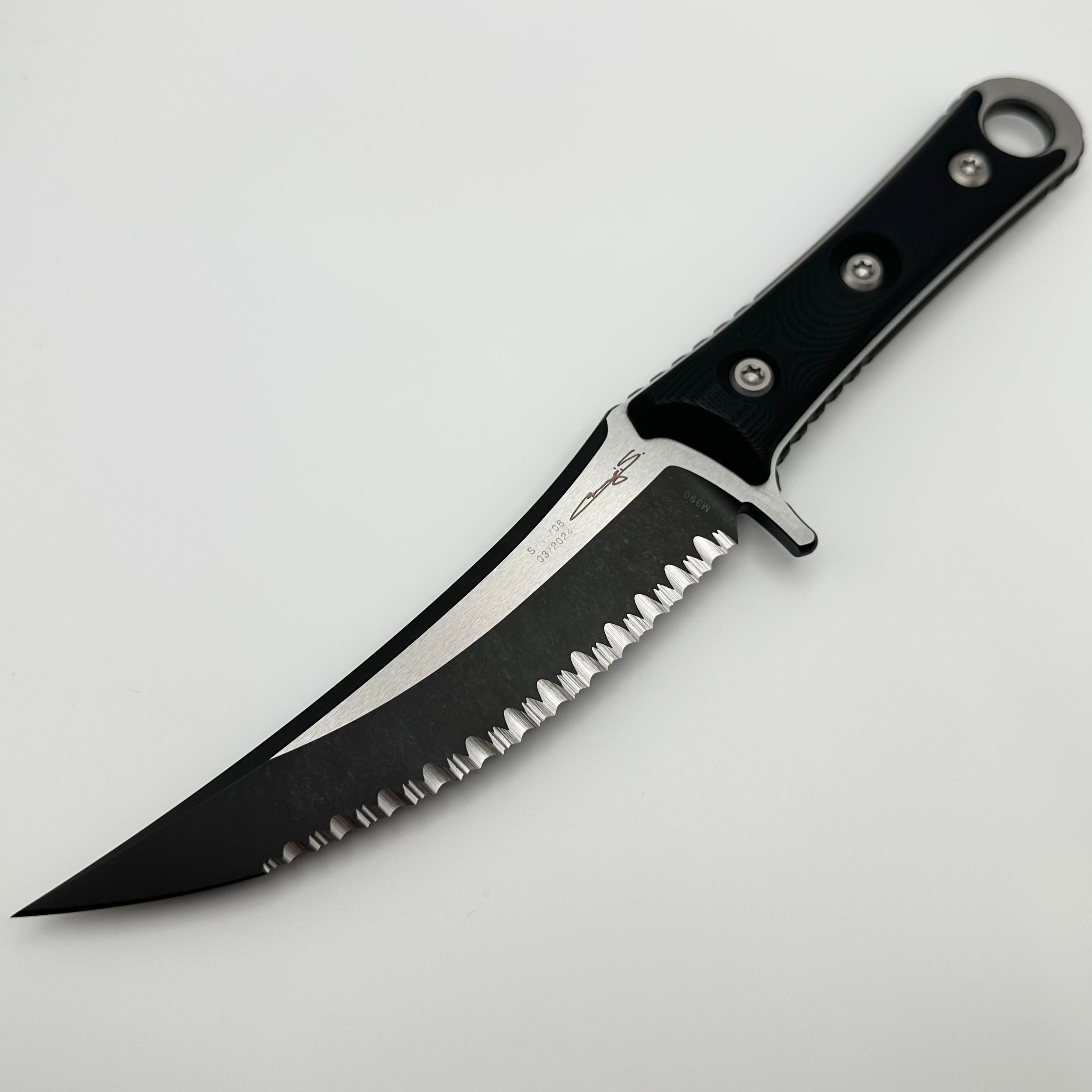 Microtech SBK Ultimate Tactical Knife - Full Serrated DLC Blade & Black G-10 Handles