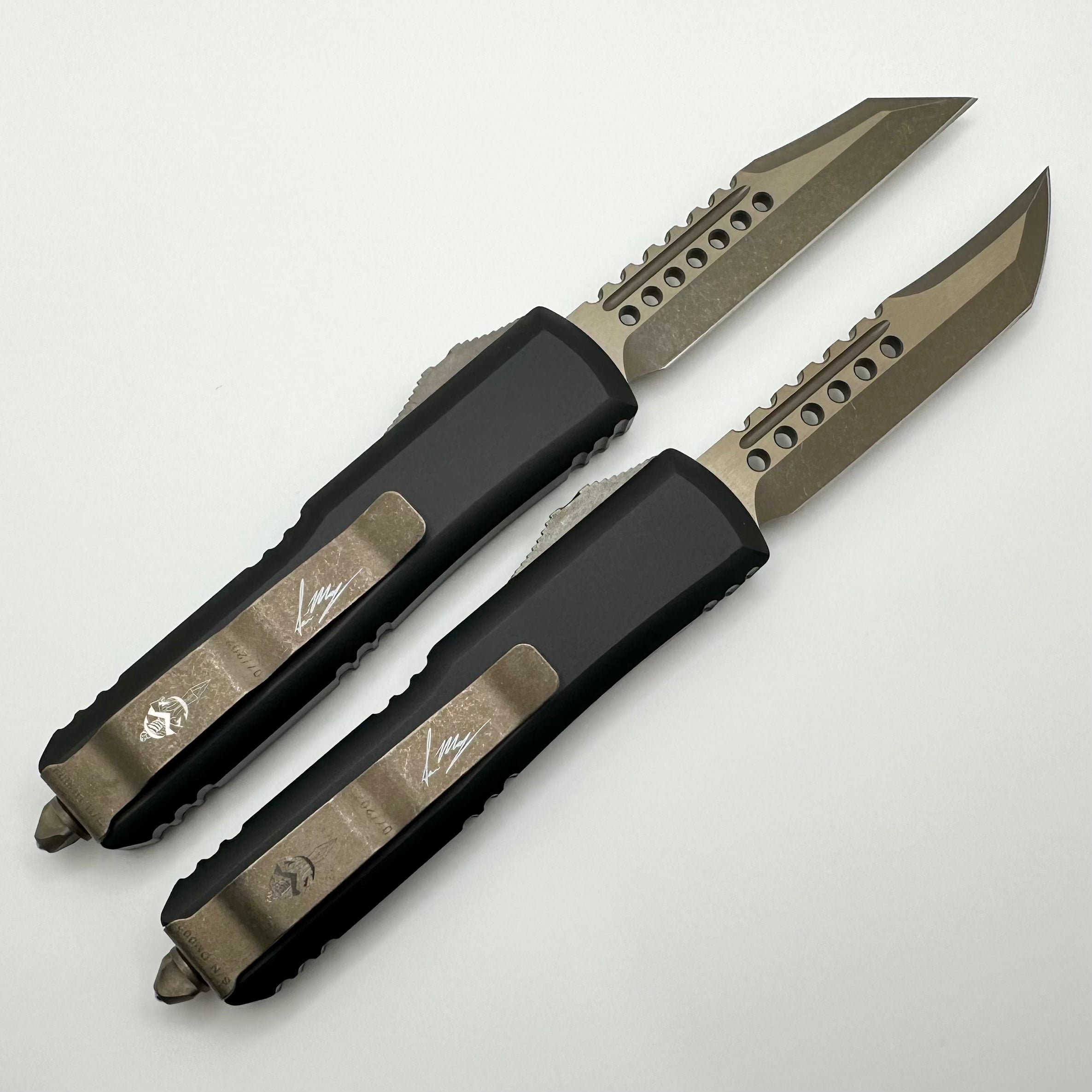 Microtech UTX-85 Signature Series Bronze Apocalyptic Set - Dead Man's Hand Hellhound & Warhound