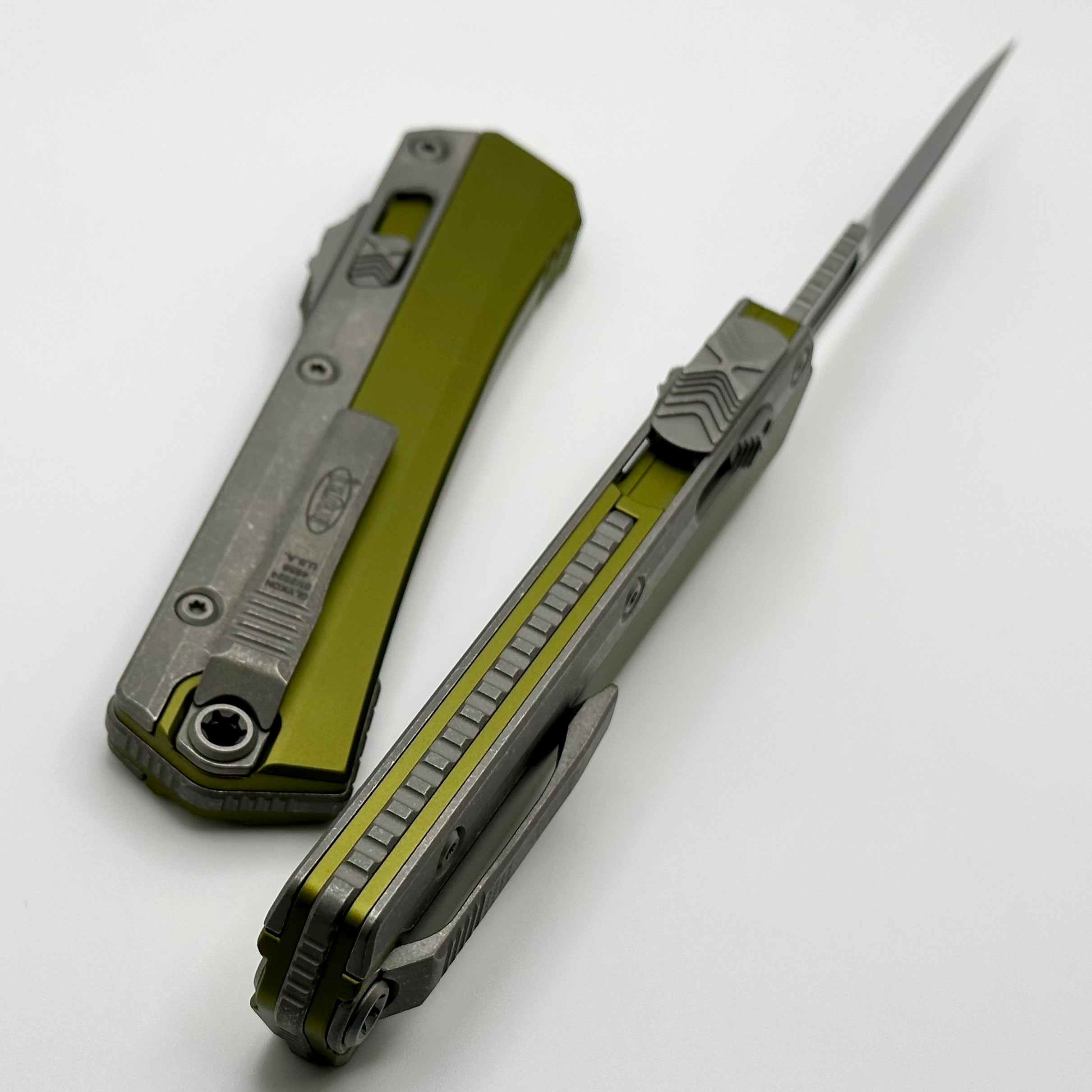 Microtech Glykon Apocalyptic Standard Bayonet - Premium OD Green Handle with Apocalyptic Overlay