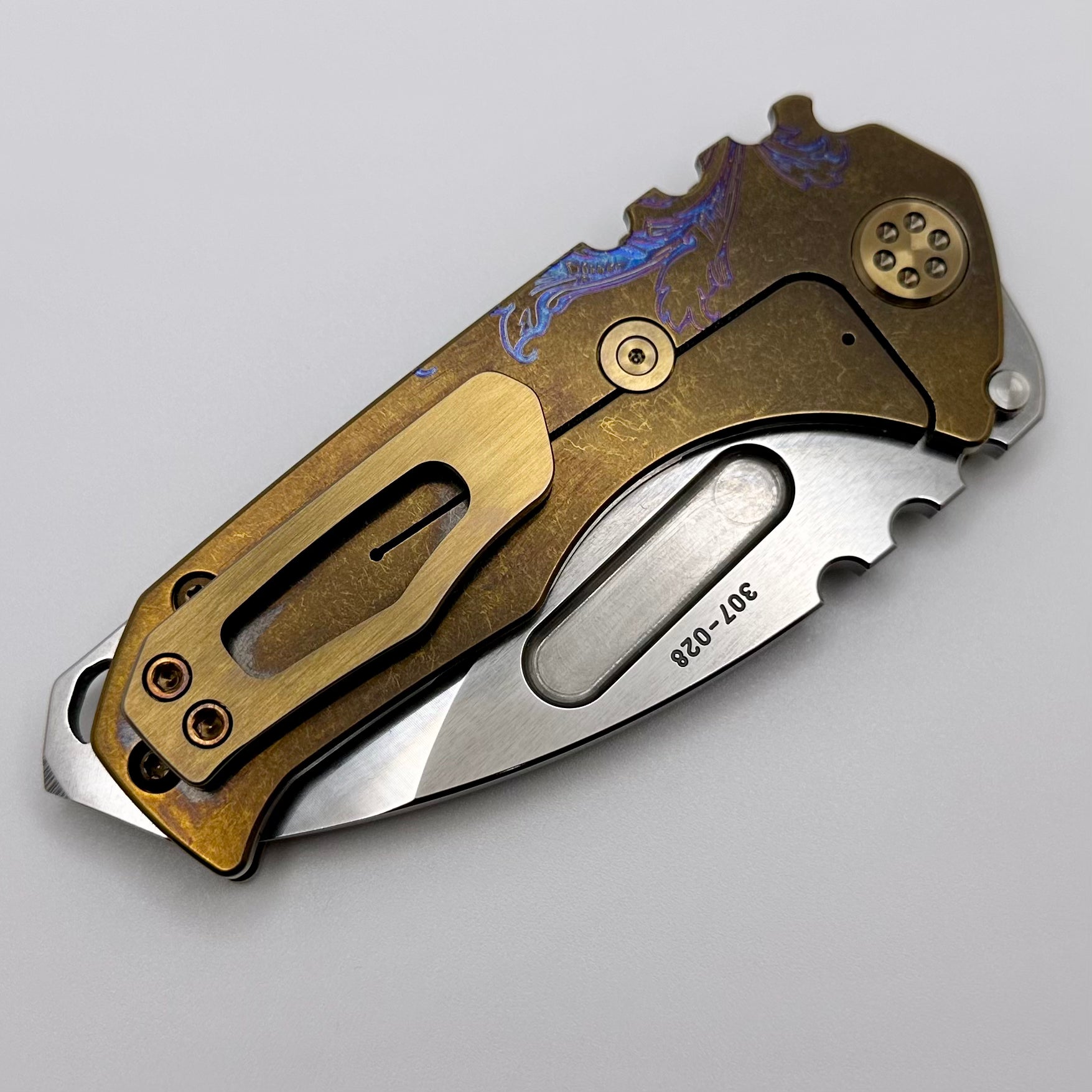 Medford Praetorian Genesis T S45 | Premium Drop Point Blade & Bronze Engraved Laurel Leaf Handles