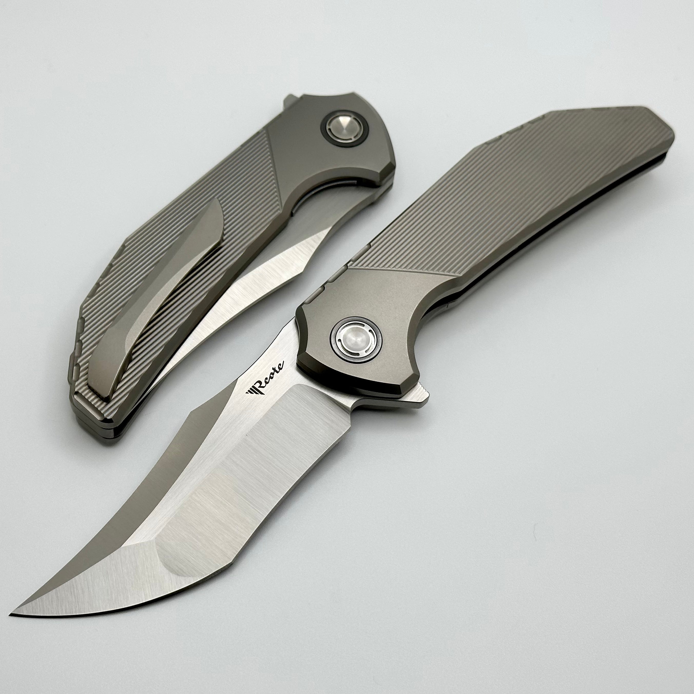 Reate Knives Premium Tiger Stripe Titanium Folding Knife with M390 Steel
