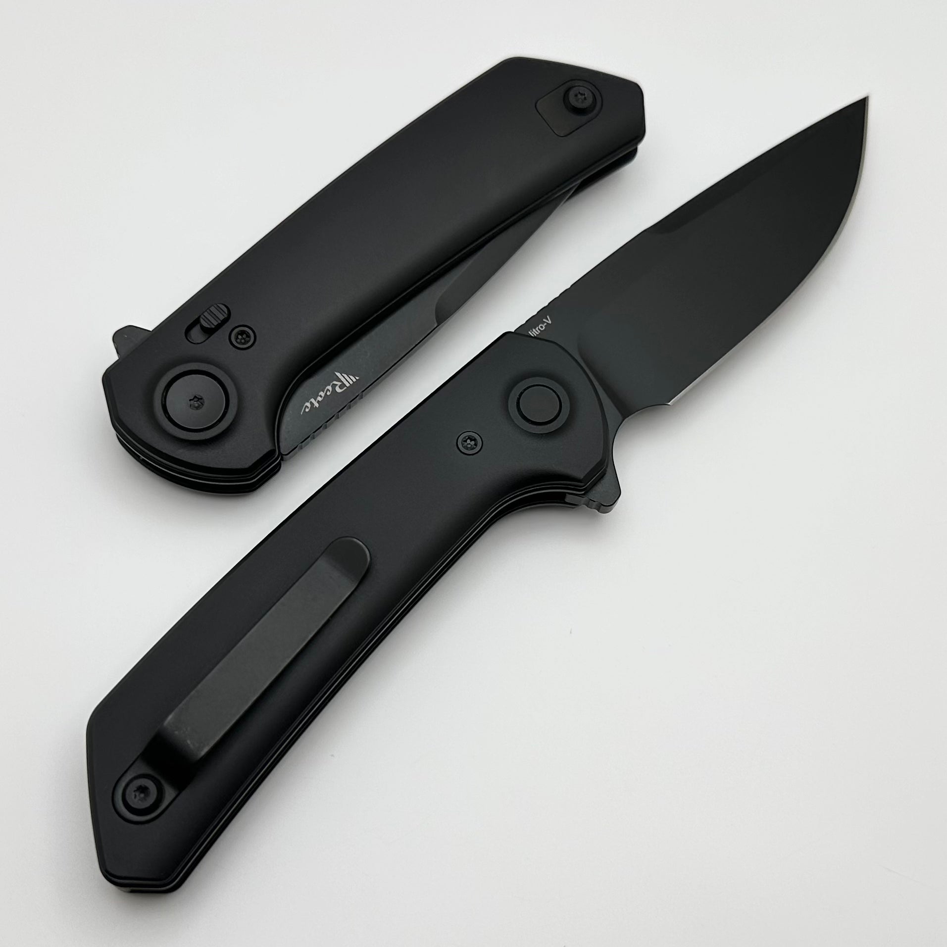 Reate Knives PL-XF Premium Black Aluminum Folding Knife with PVD Nitro-V Blade