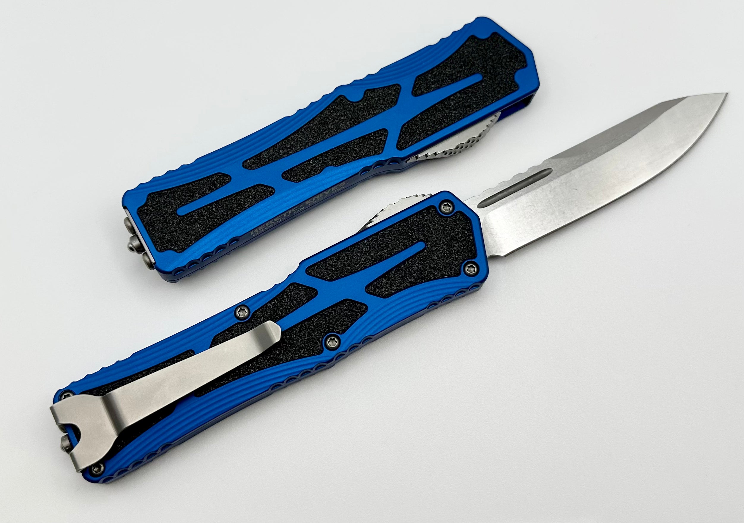 Heretic Knives Colossus Single Edge Magnacut - Ultimate Tactical Folding Knife with Blue Aluminum Handle