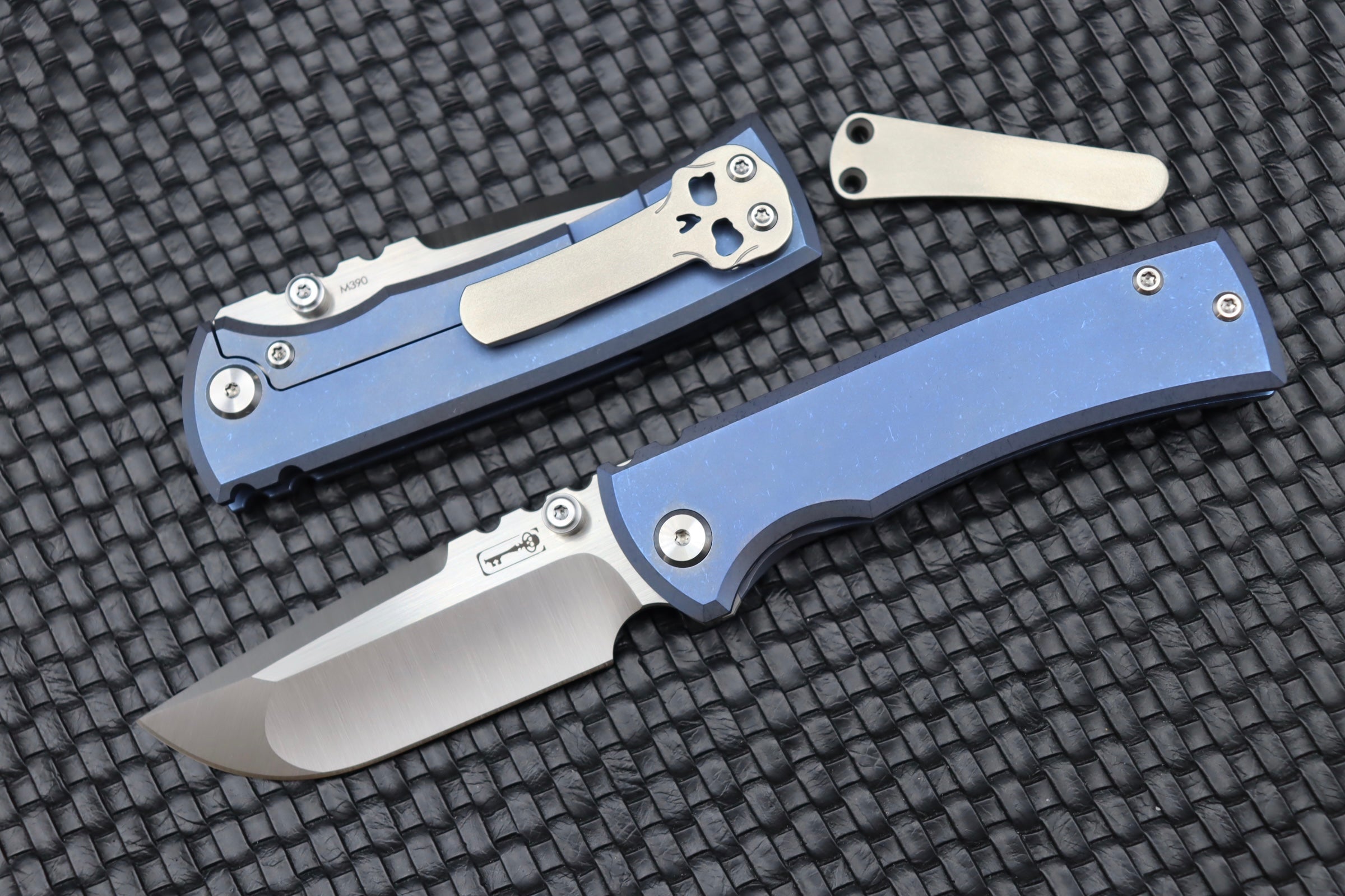 Chaves Knives Redencion Street Drop Point Blue Exclusive with Orange Peel Clip - Premium EDC Knife