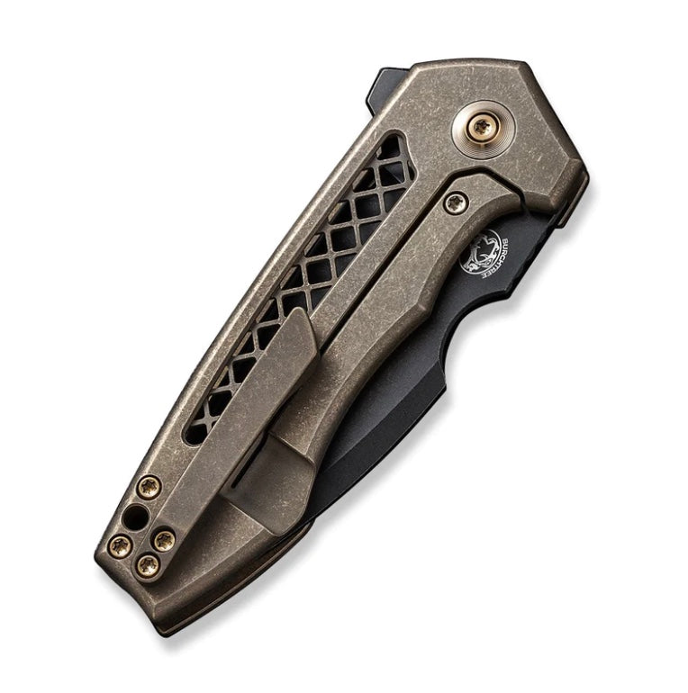 We Knife Harpen Flipper - Premium Bronze Titanium Handle & Black Stonewash CPM-20CV Blade WE23019-3