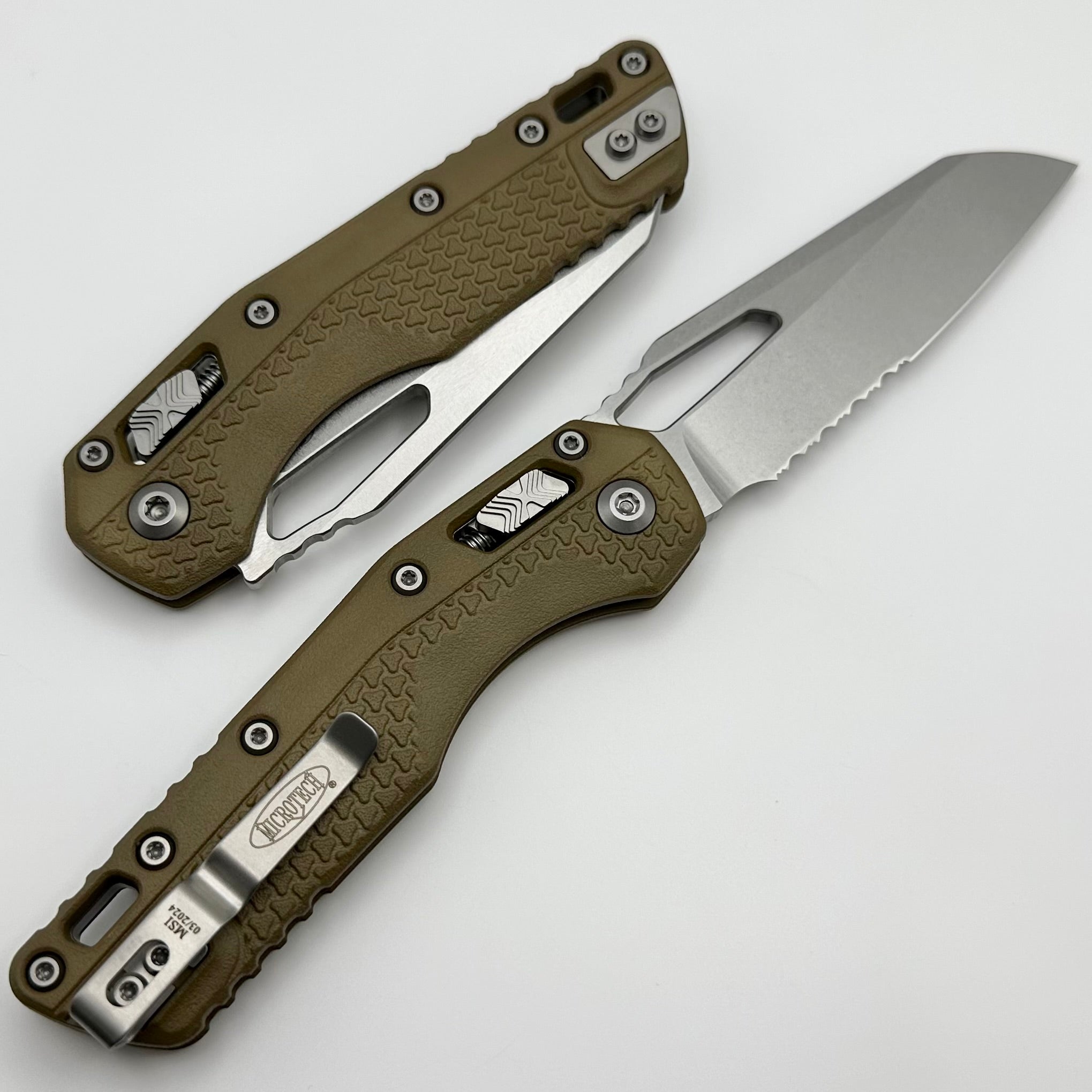 Microtech MSI RAM LOK Premium Tactical Folding Knife - Dark Earth Polymer & Serrated M390MK Blade