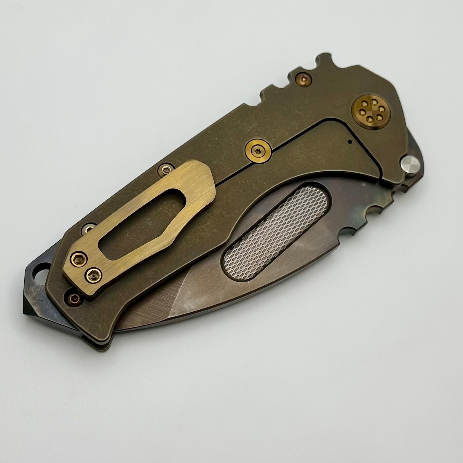 Medford Knife Praetorian T Vulcan S45 Drop Point – Premium Tactical Knife with Old School Bronze Handles