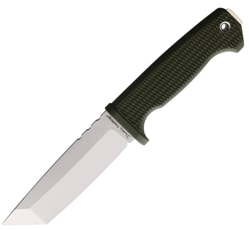 Premium Demko FreeReign Tanto Knife - AUS10A Steel & OD Green Rubberized Handle