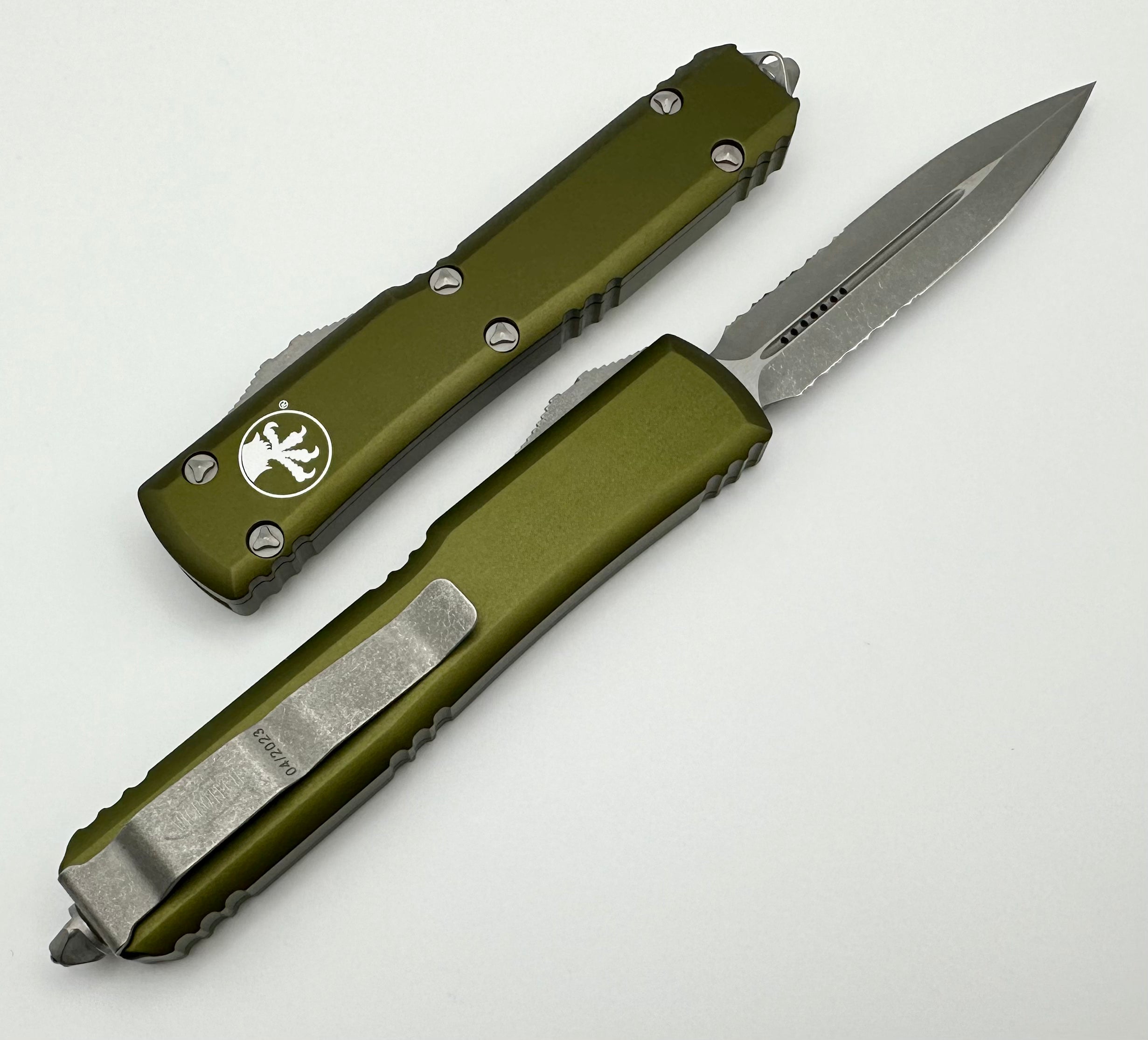 Microtech Ultratech Ultimate Tactical Knife - Apocalyptic Double Edge with Partial Serration & OD Green Finish