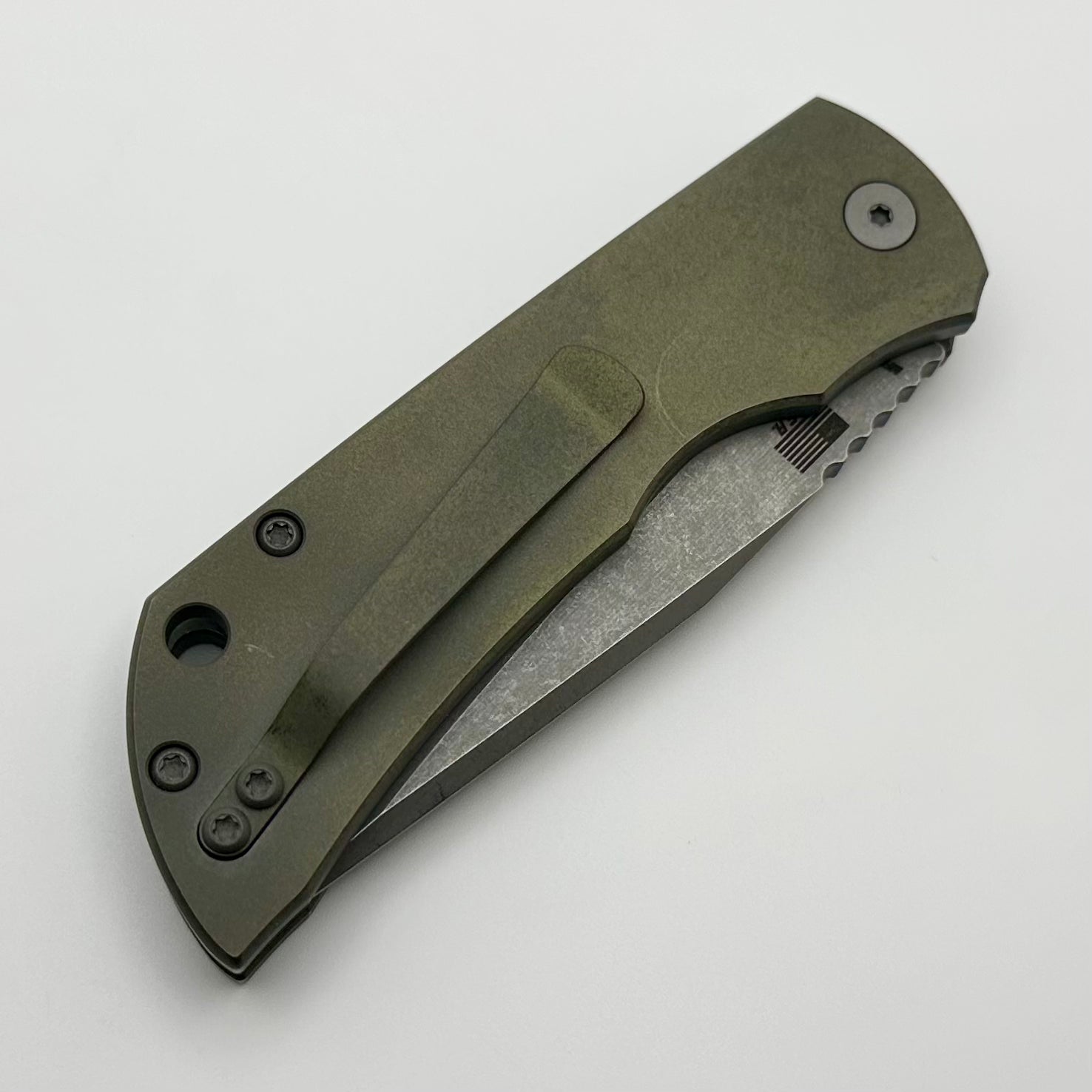 McNees PM Mac 2 Full Titanium Auto Knife - Atomic Green/Bronze with MagnaCut Blade