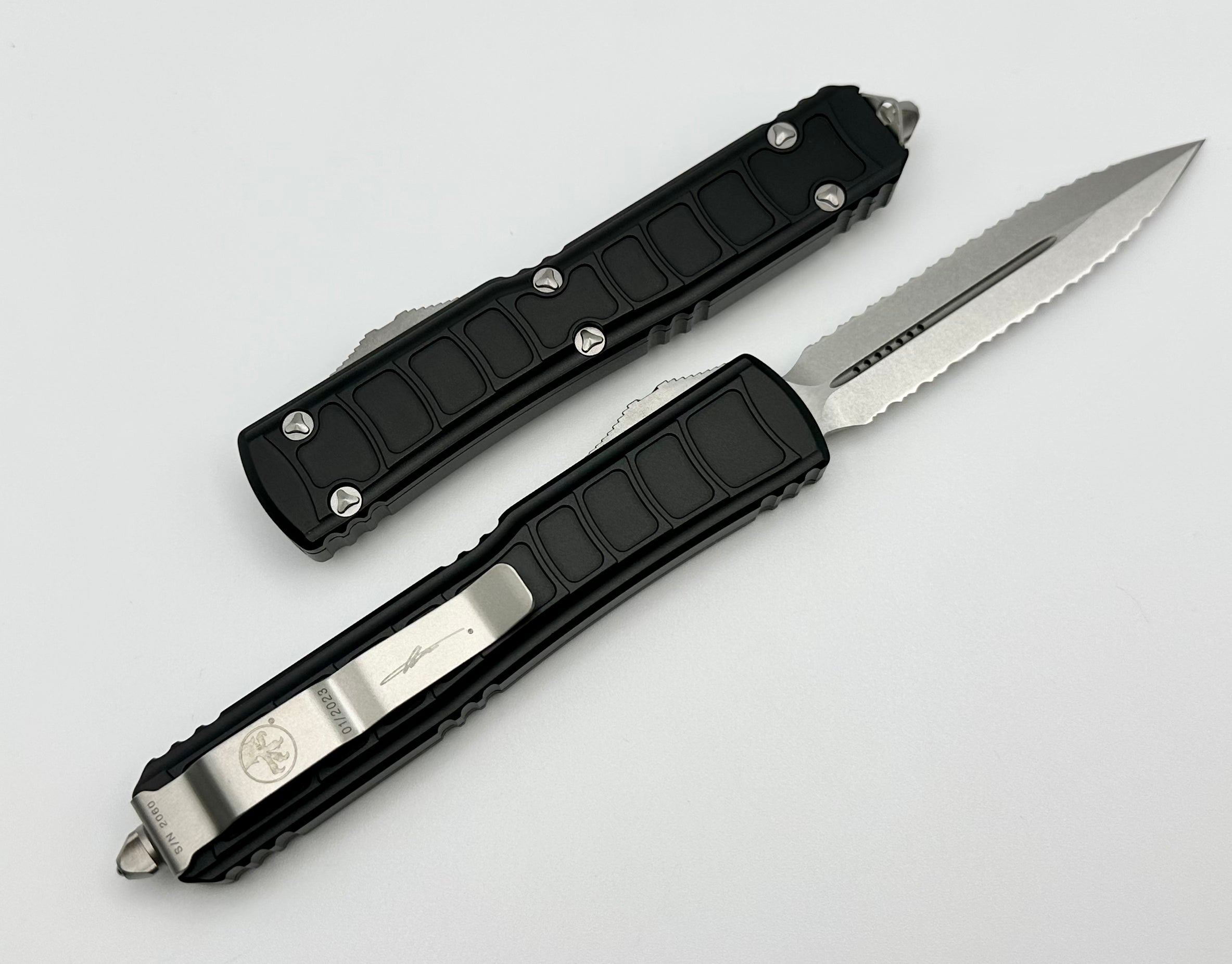 Microtech Ultratech II Premium Double Serrated Tactical Knife - Stonewash Finish