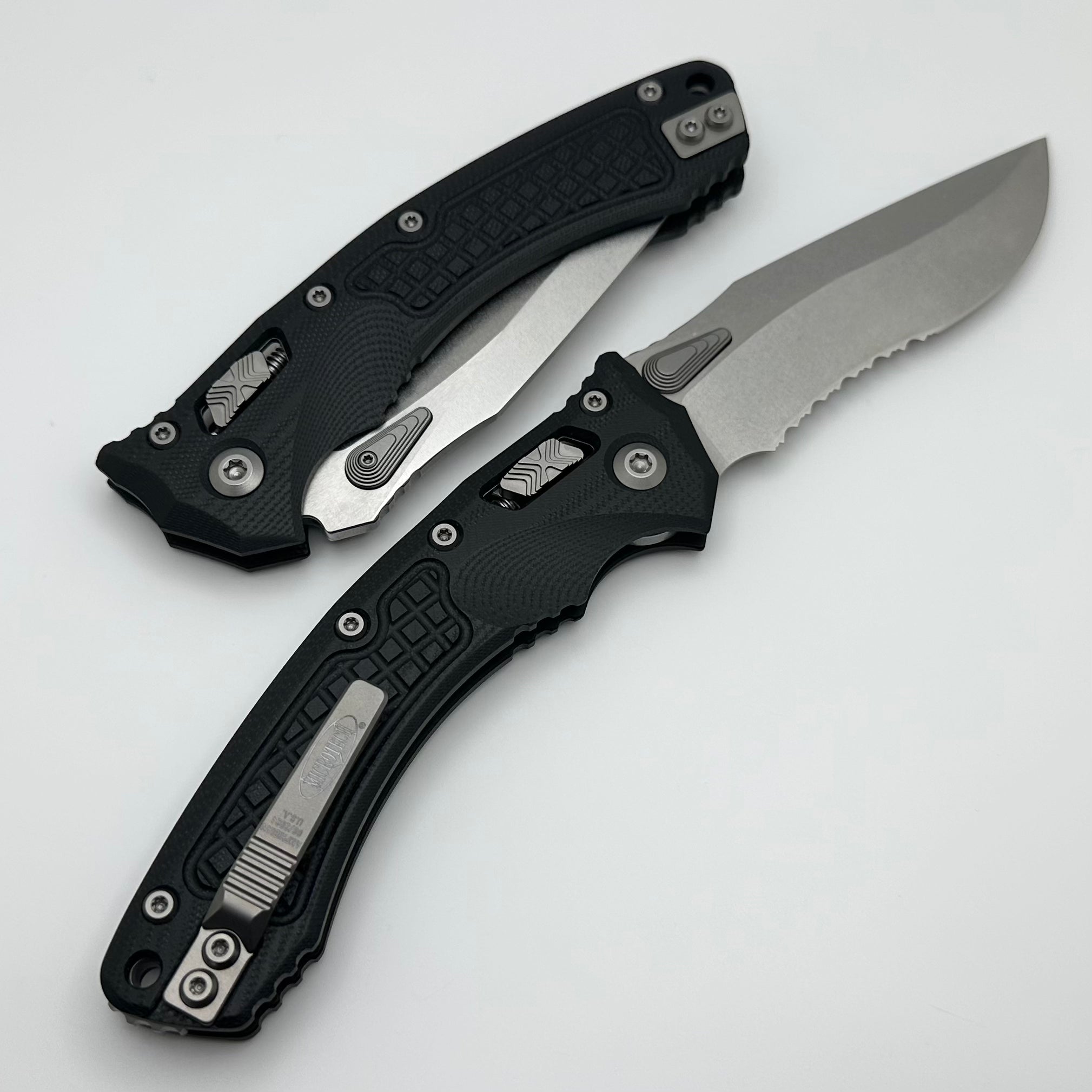 Premium Microtech Amphibian RAM LOK Knife - Black Frag G-10 & Stonewash M390MK Blade