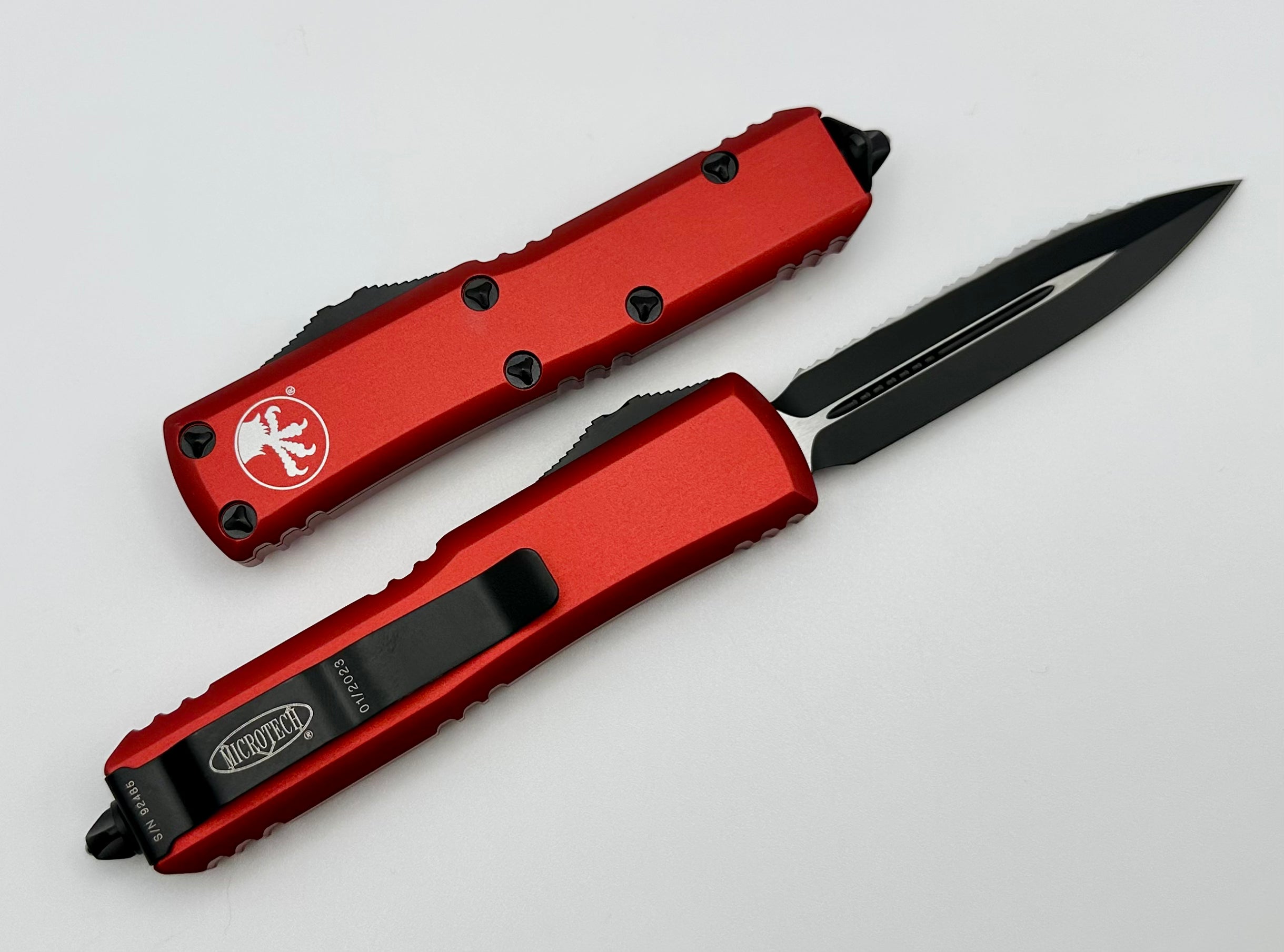 Premium Microtech UTX-85 Double Edge Tactical Knife - Black & Red