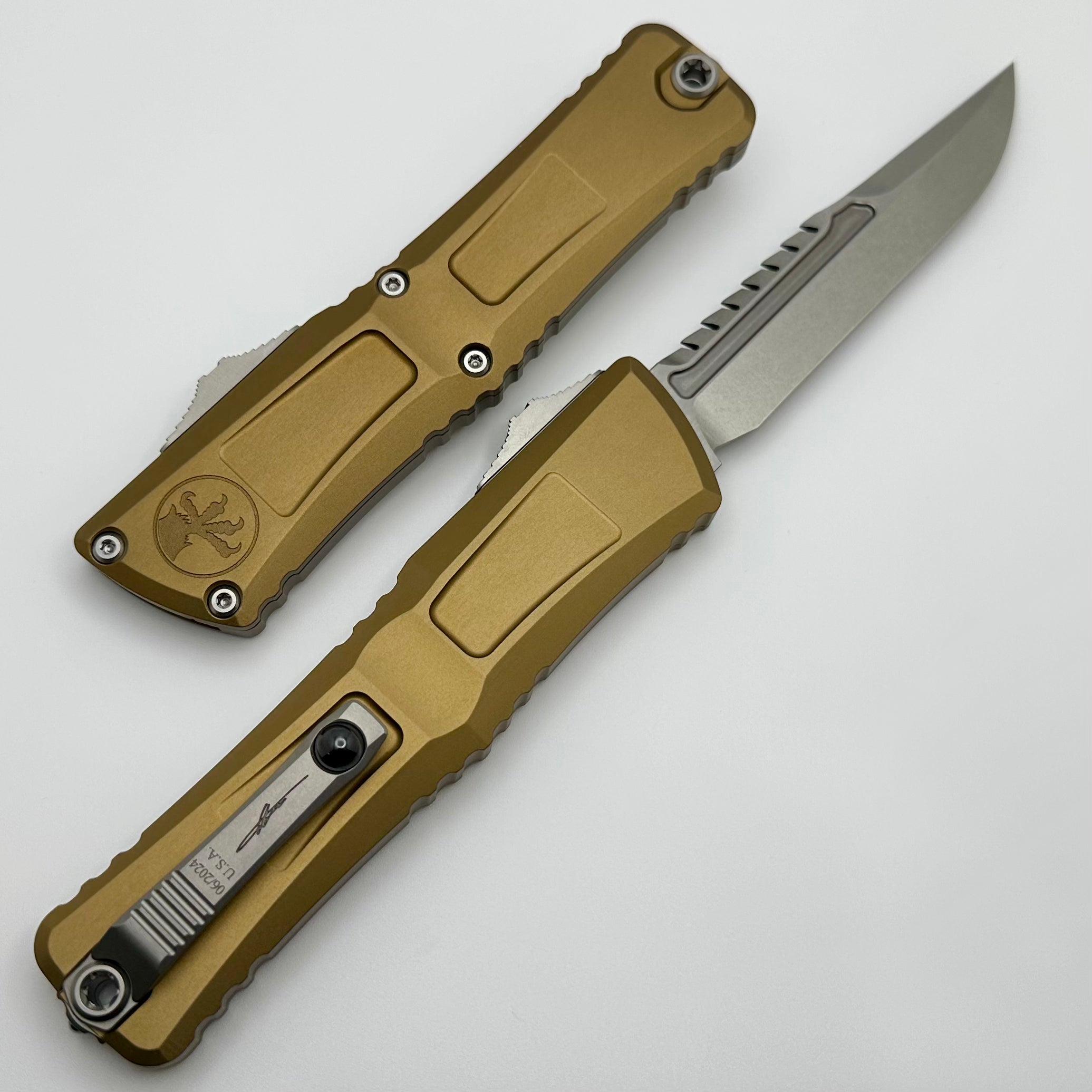 Microtech Premium Combat Troodon Gen III Tan Handle OTF Knife - Signature Series