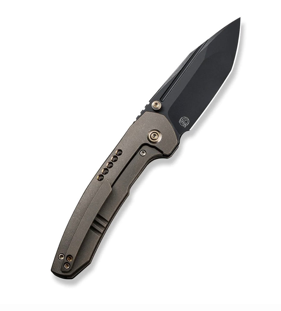 Premium We Knife Trogon: Bronze Titanium Handle & Black Stonewash CPM-20CV Blade