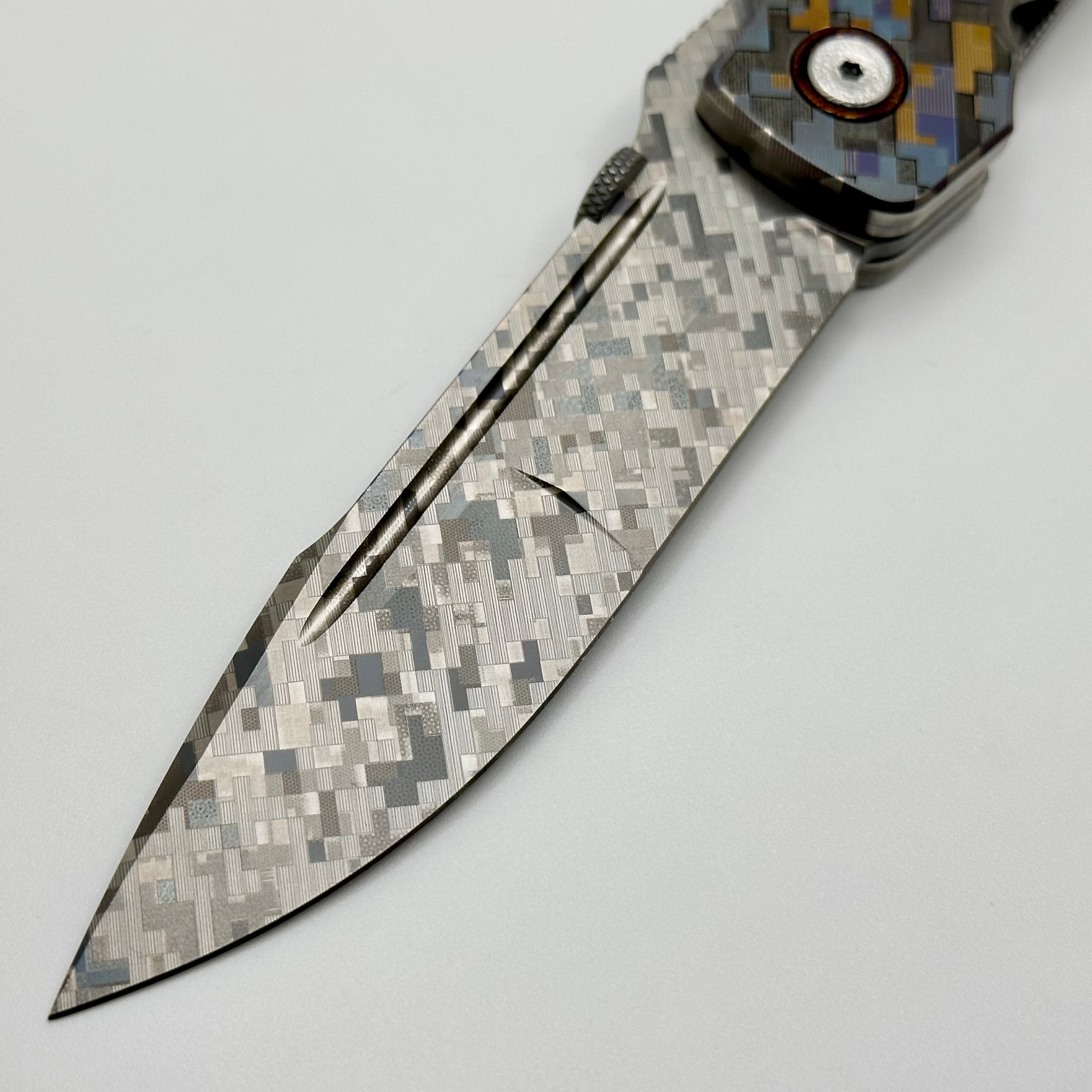 Premium Custom Knife Factory ONE OFF Camo Titanium Eagle Rock - Ultimate Tactical Knife