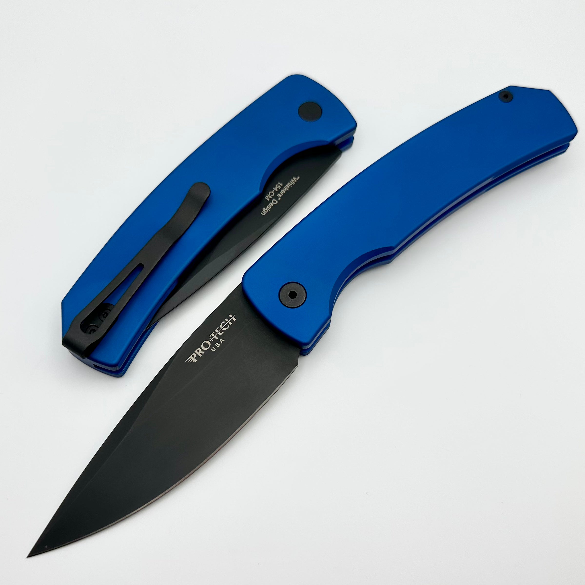 Pro-Tech Magic 2 Whiskers - Premium DLC Coated 154-CM Blade with Blue Aluminum Handle