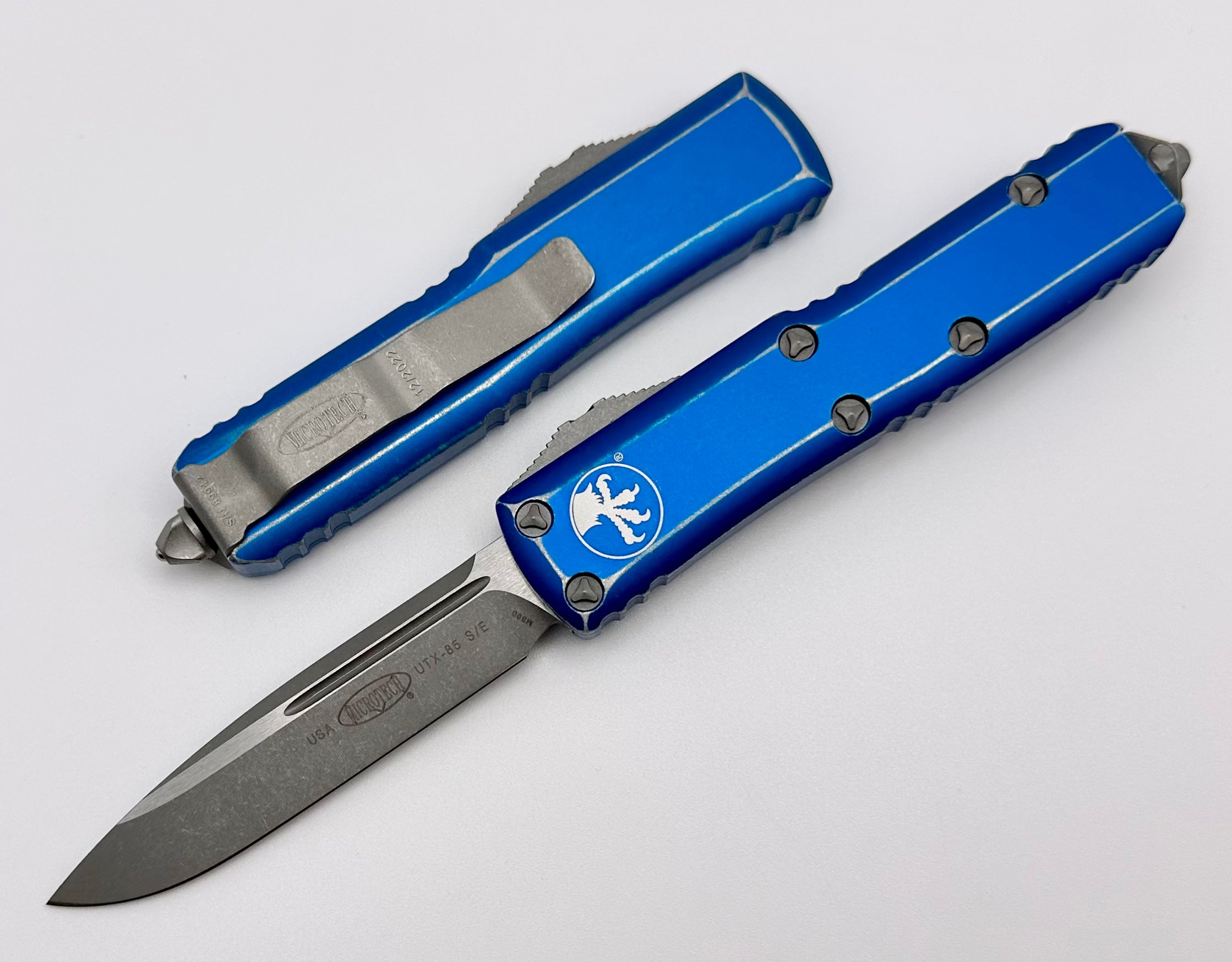 Microtech UTX-85 Premium EDC Knife - Stonewash & Distressed Blue