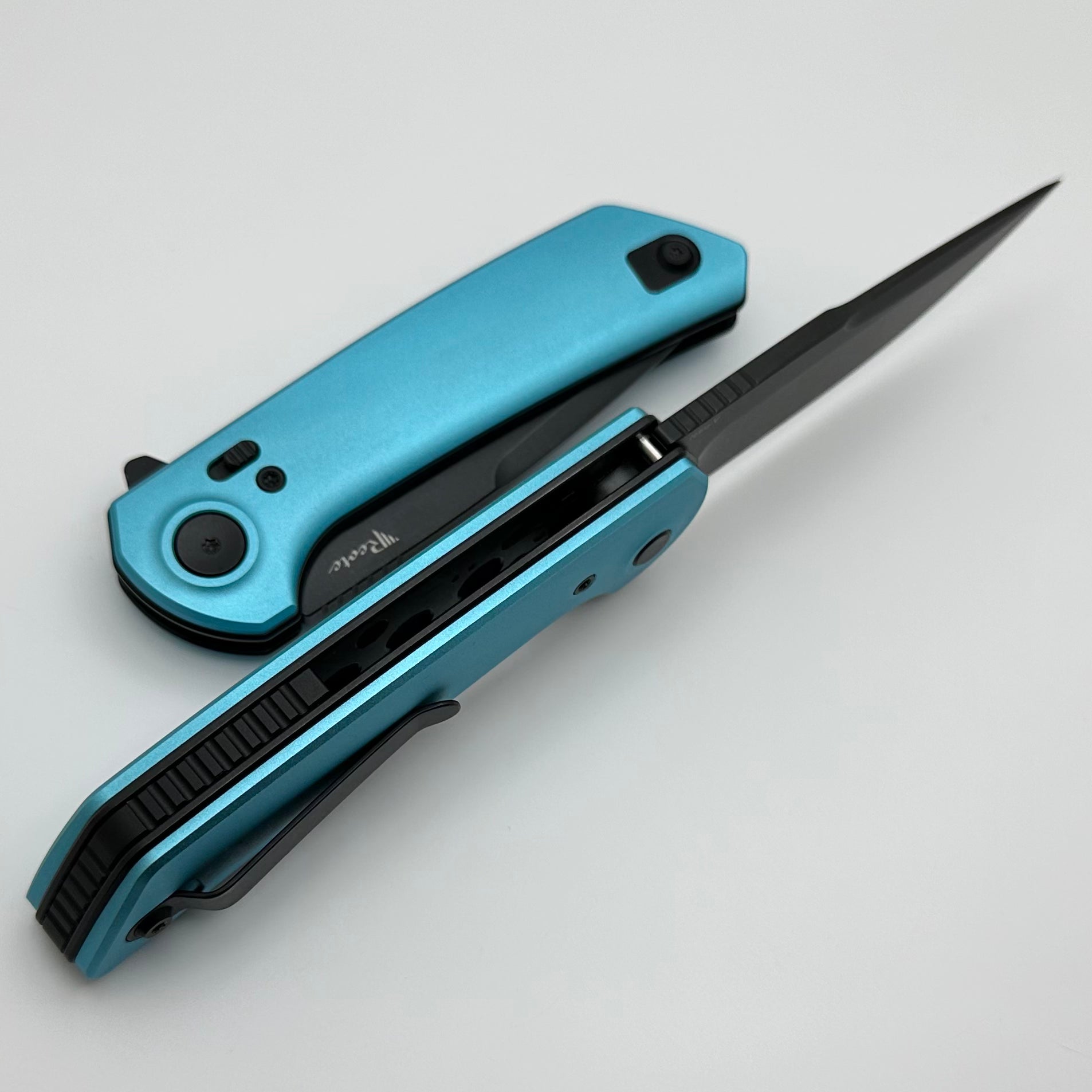 Premium Reate PL-XF Folding Knife - Blue Aluminum Handles & PVD Nitro-V Blade