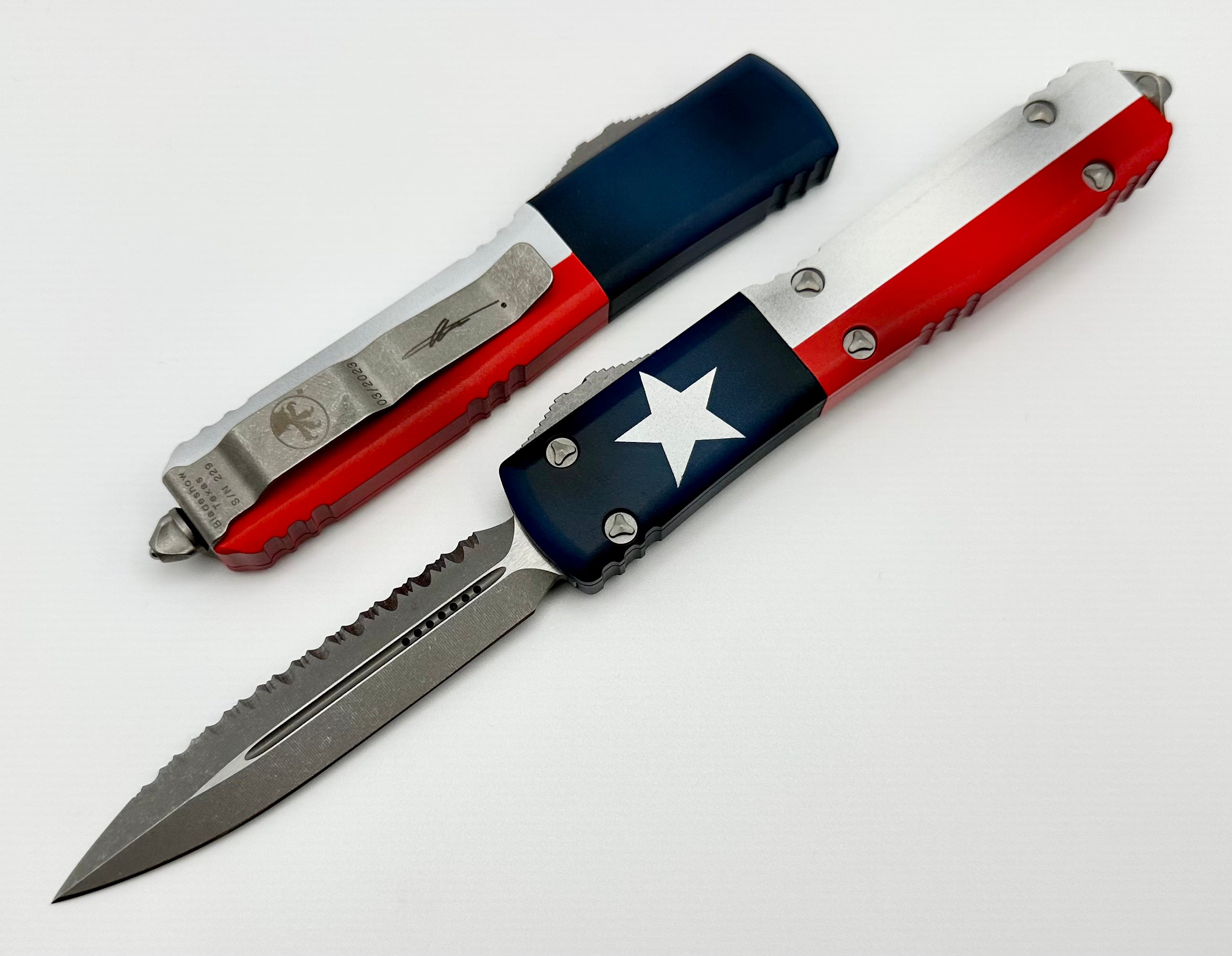 Microtech Ultratech Bladeshow Texas 2023 Premium D/E Apocalyptic Full Serrated Knife