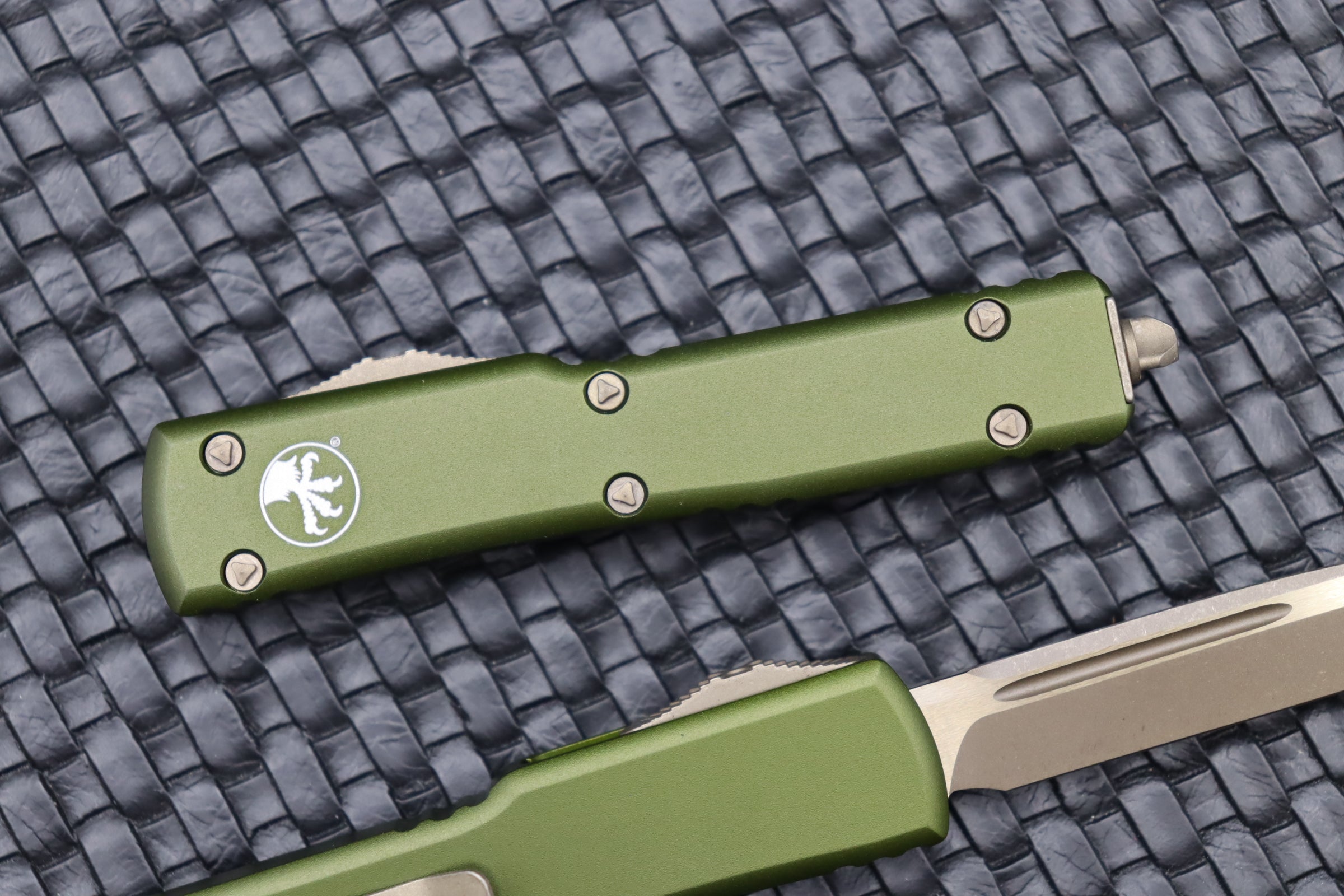 Microtech UTX-70 Compact Tactical Knife - Bronze Apocalyptic & OD Green