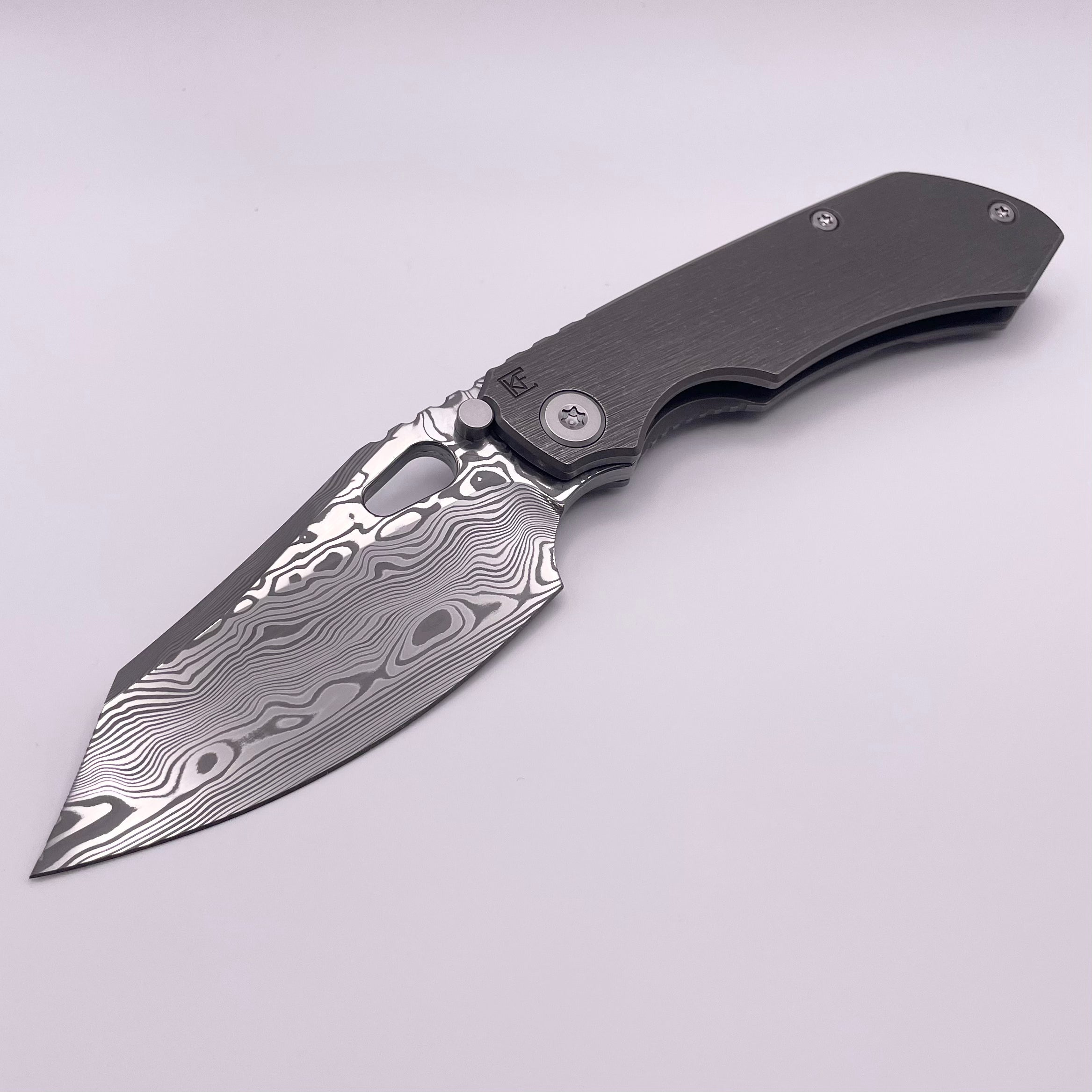 Premium Custom Knife Factory Rotten Design Evo 4.0 - Ultimate Damasteel Blade with Tumbled Titanium Handles