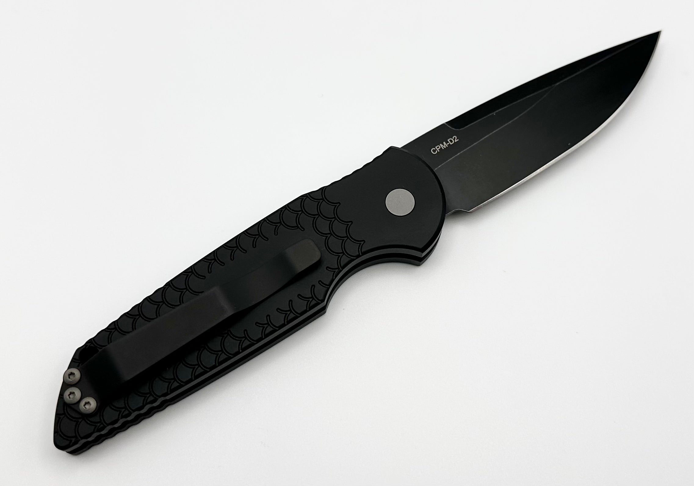 Pro-Tech TR-3 XI Premium Tactical Knife - Black Fish Scale Handle & D2 Blackwash Blade