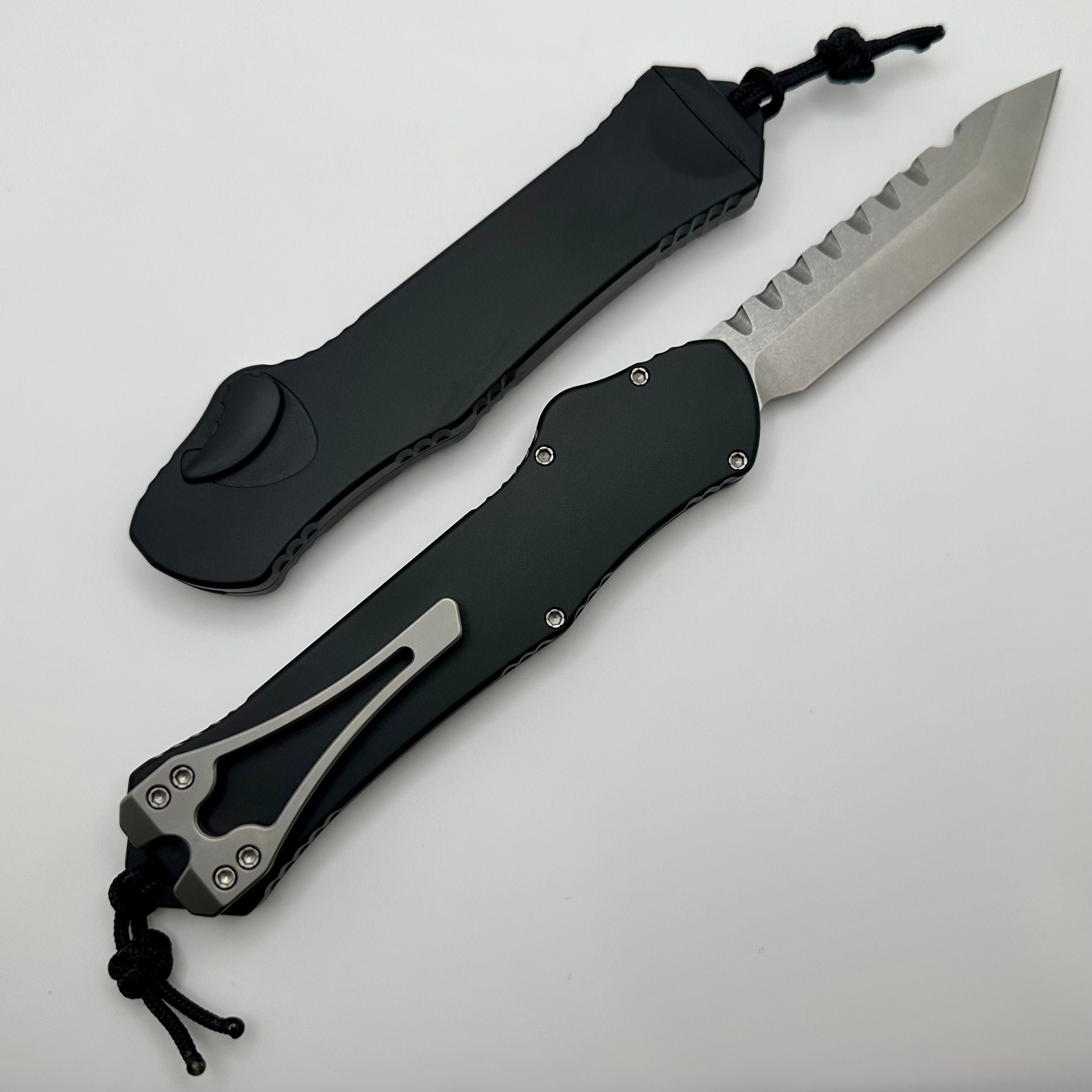 Heretic Hydra V3 Ultimate Tactical Knife - Black Aluminum Handle & Stonewash Tanto MagnaCut