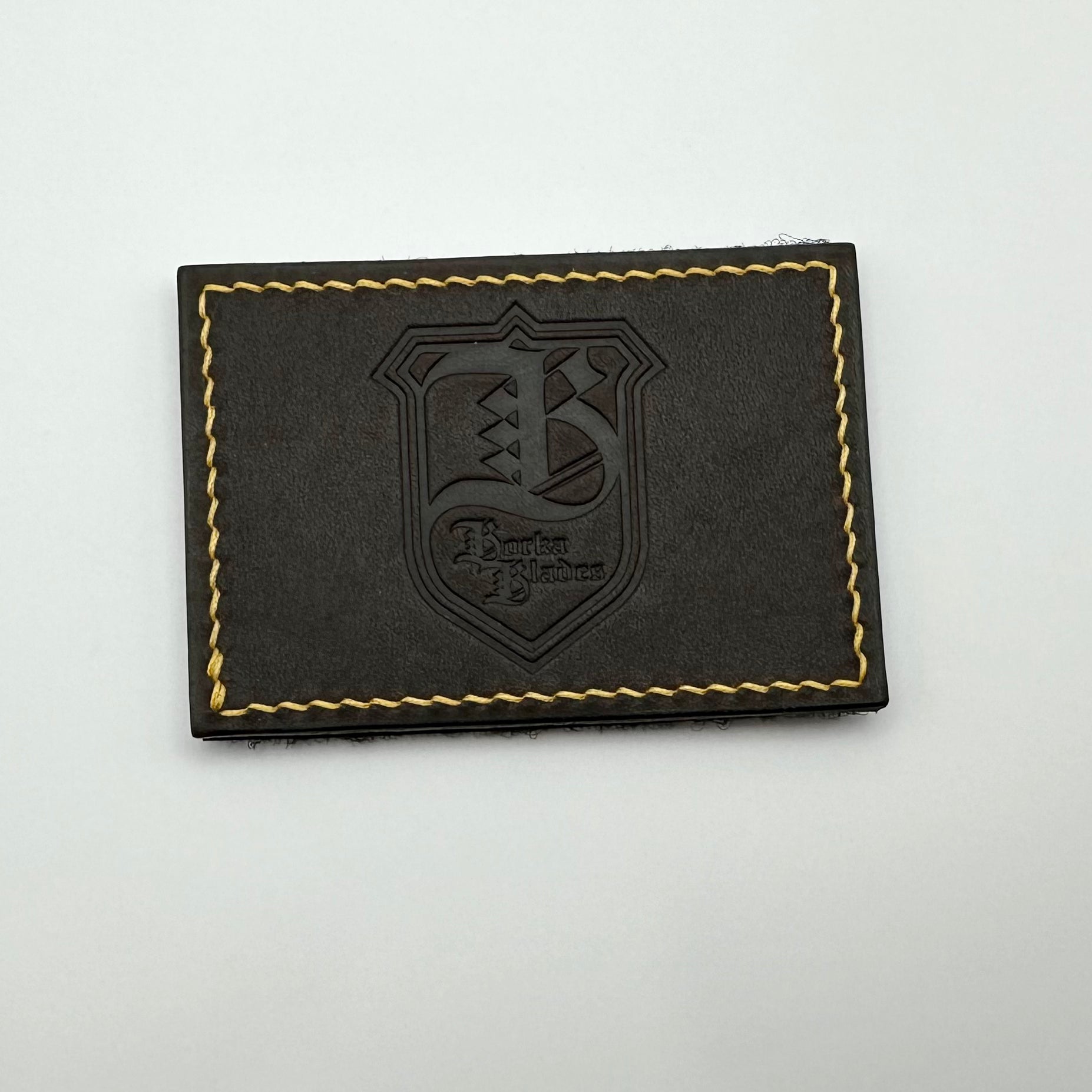 Premium Borka Blades Black Leather Patch with Yellow Stitching - Ultimate Collectible