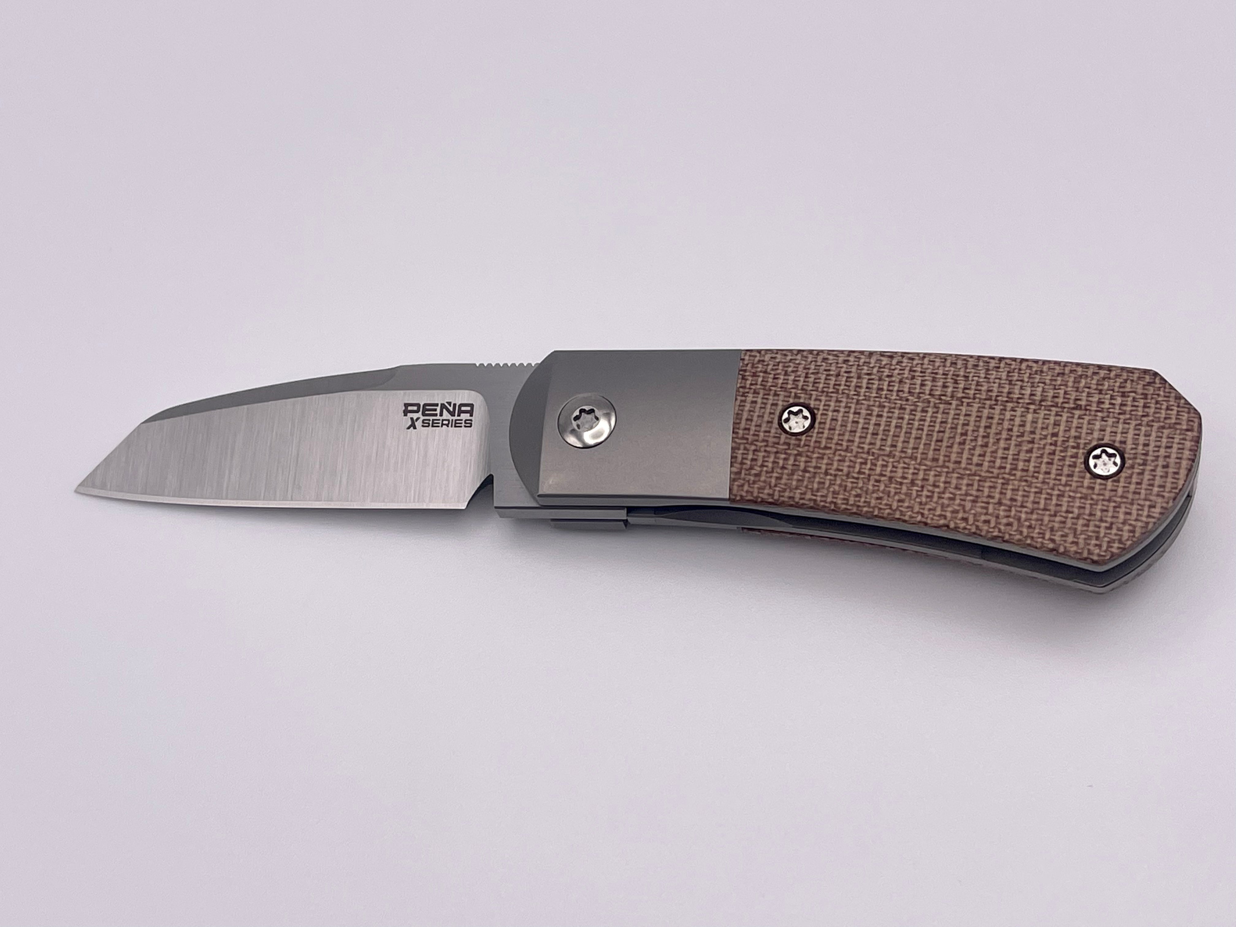 Premium Pre-Owned Pena Knives X-Series Micro Apache - Brown Micarta Handle