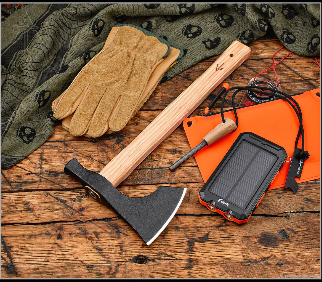 Premium American Tomahawk Model 2 - Ultimate Camp & Utility Tool with Hickory Handle & Black Forged 1060 Steel