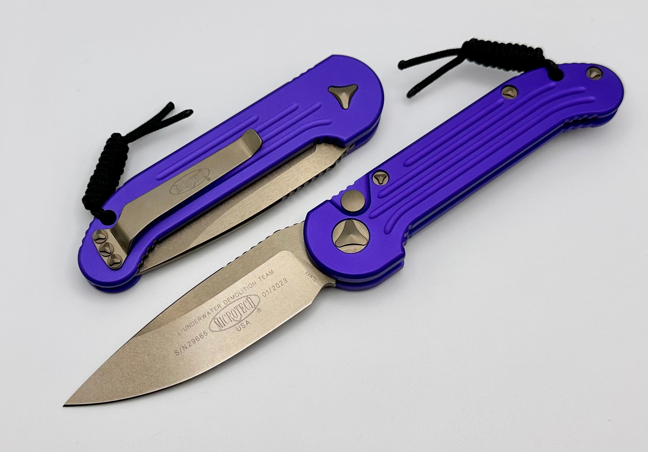 Premium Microtech LUDT Tactical Knife - Purple & Bronze Edition