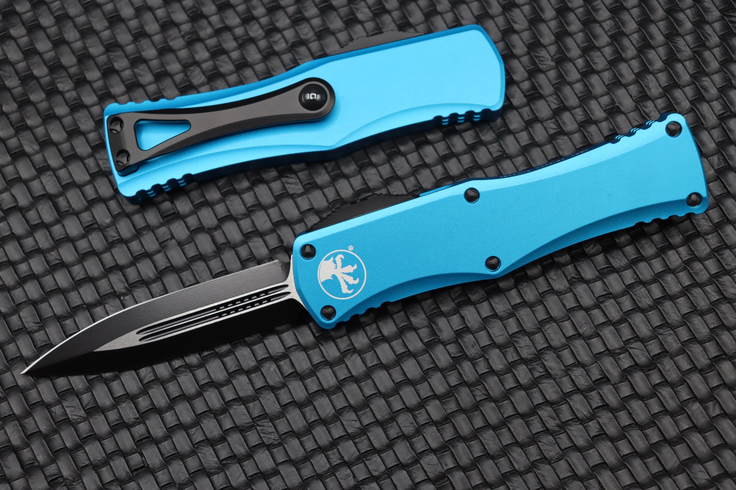 Premium Microtech Hera Double Edge Knife - Black & Turquoise 702-1TQ