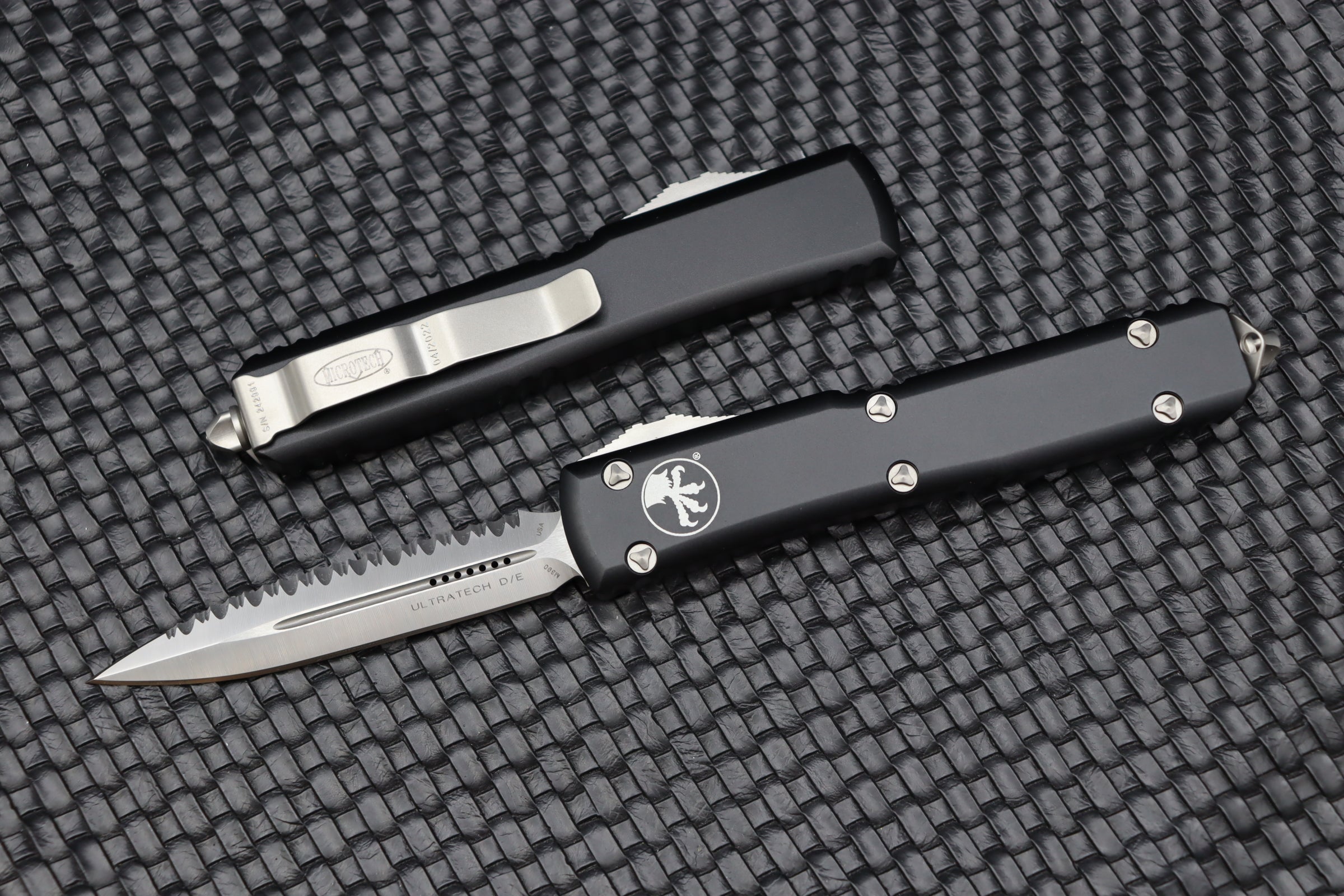 Microtech Ultratech Premium OTF Knife - Double Edge, Satin & Black