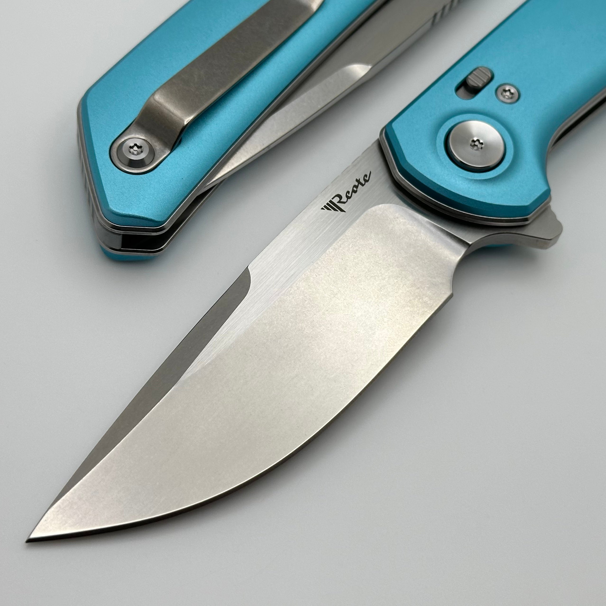 Reate Knives PL-XF Premium Folding Knife - Blue Aluminum & Nitro-V Blade