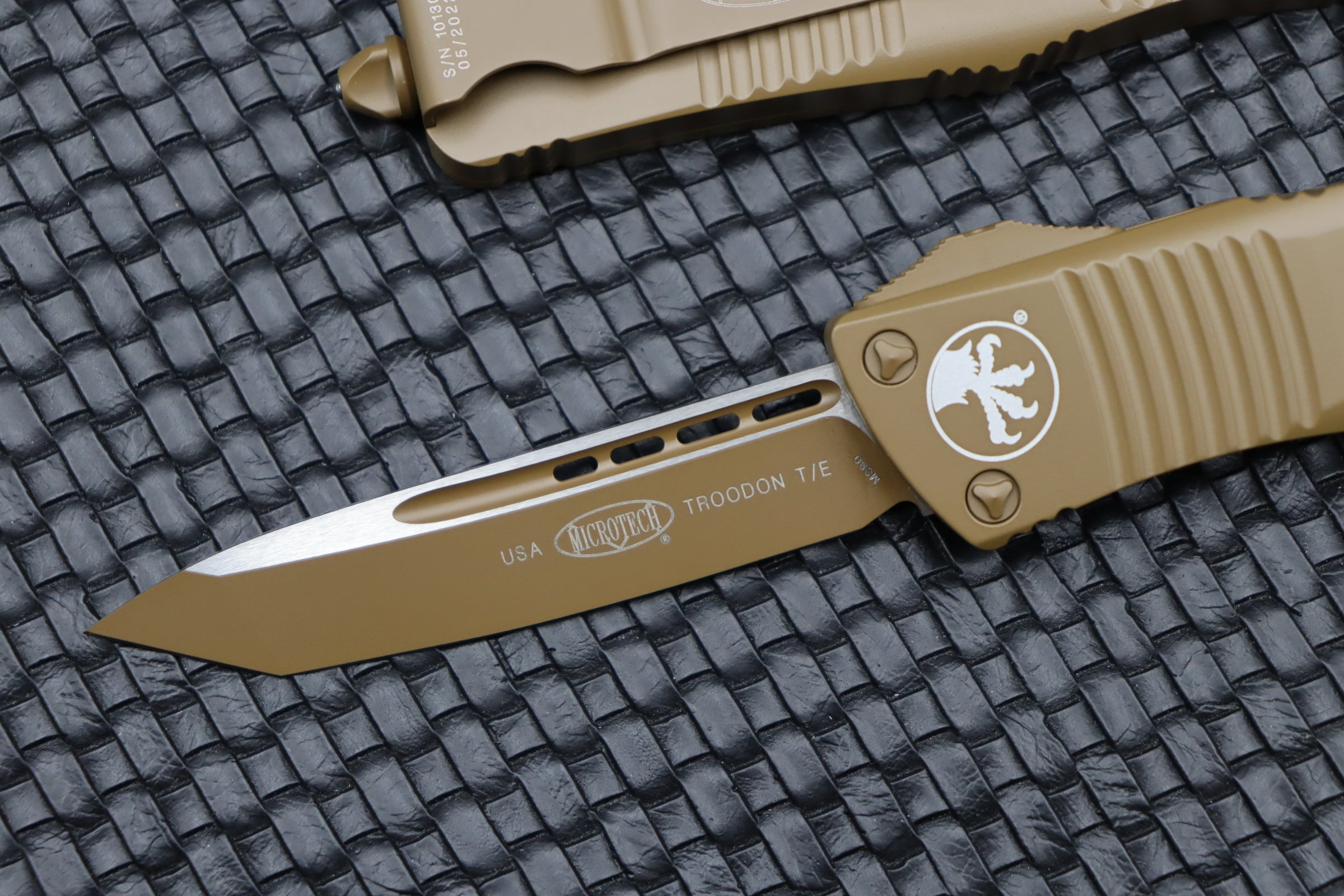 Premium Microtech Troodon Tanto Cerakote Knife - Tan Edition